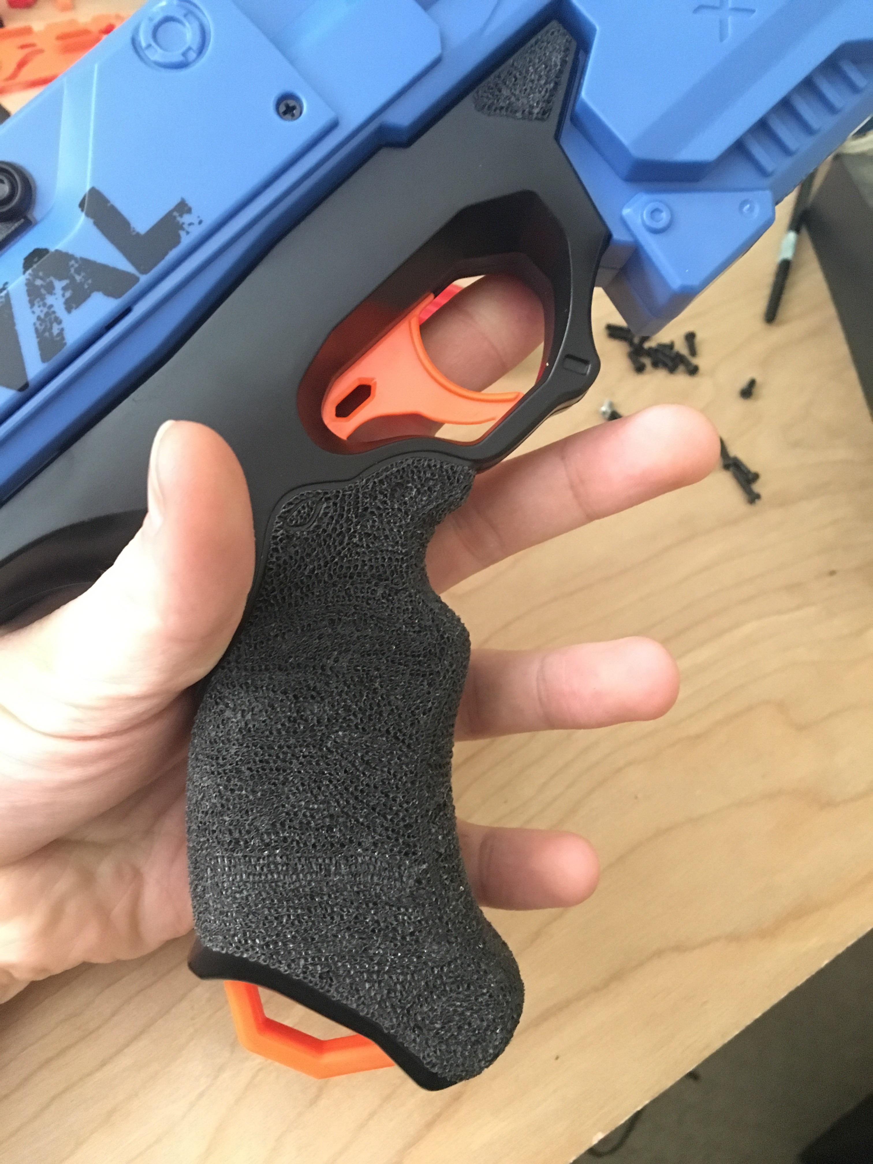 Stippled pistol grip on Kronos Nerf