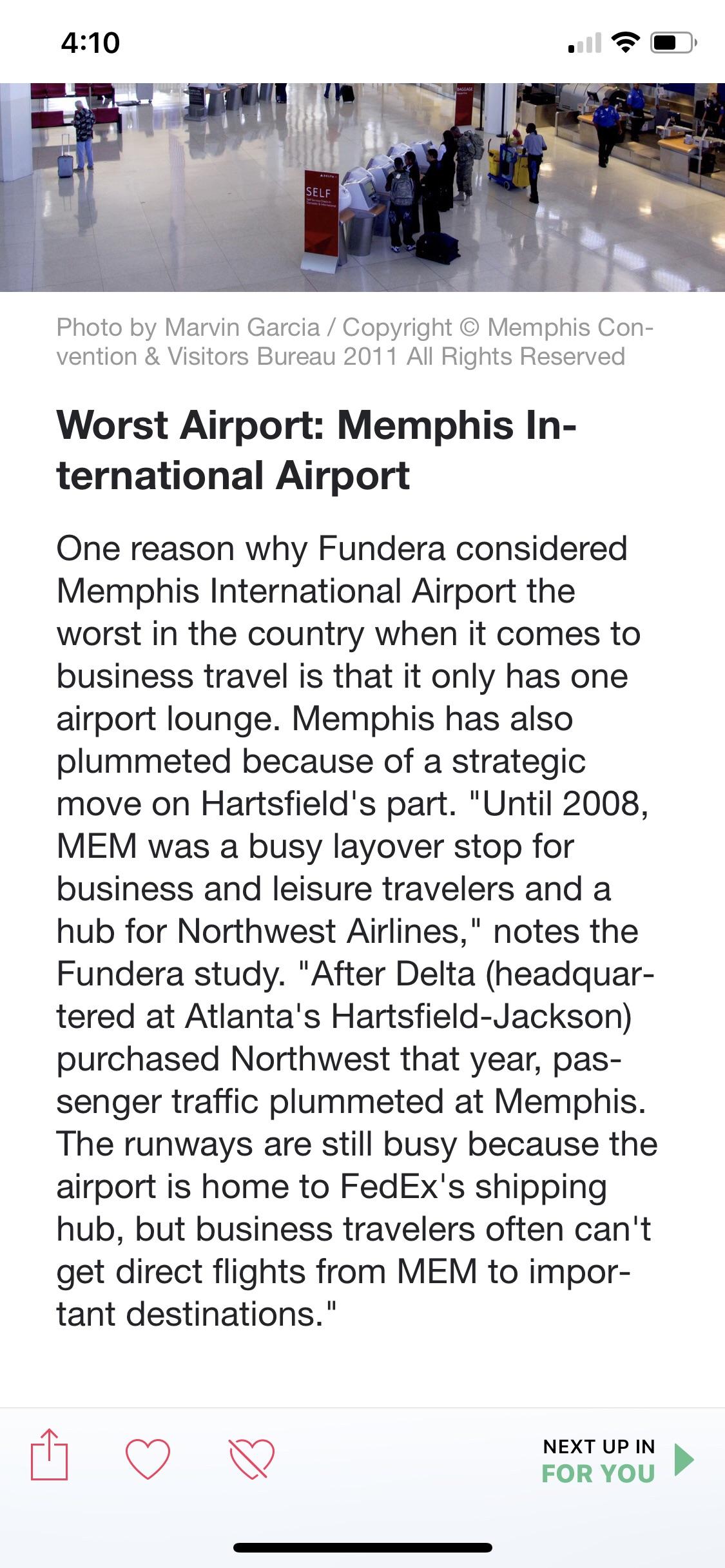 Worst airport in the US?. Memphis international Airport?