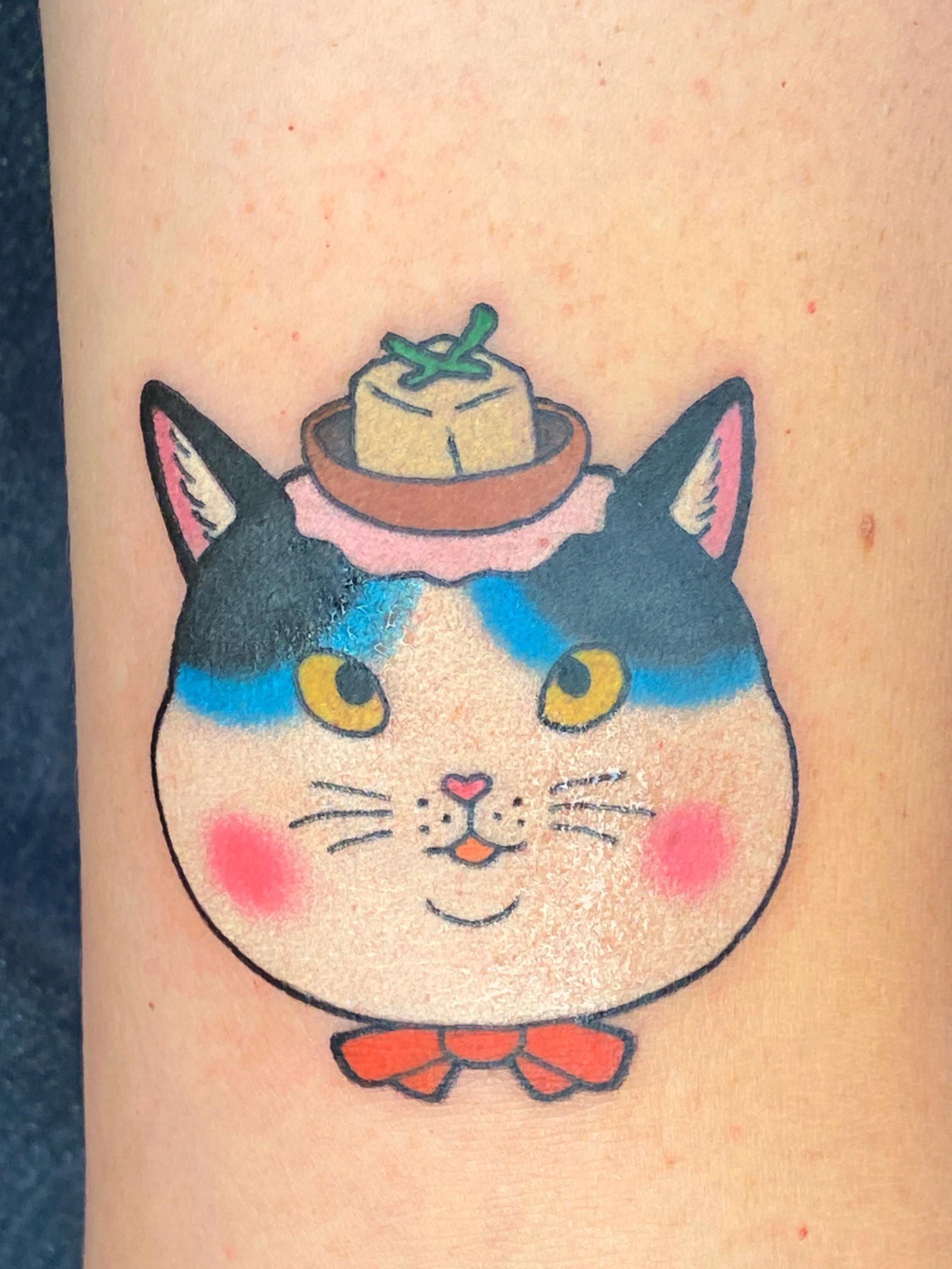 Tofu cat! Done by Wen Pham, Double Happy Tattoo in Melbourne, Australia