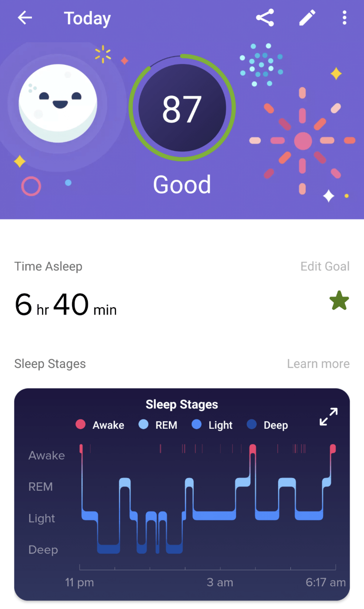 87 sleep score last night! fitbit
