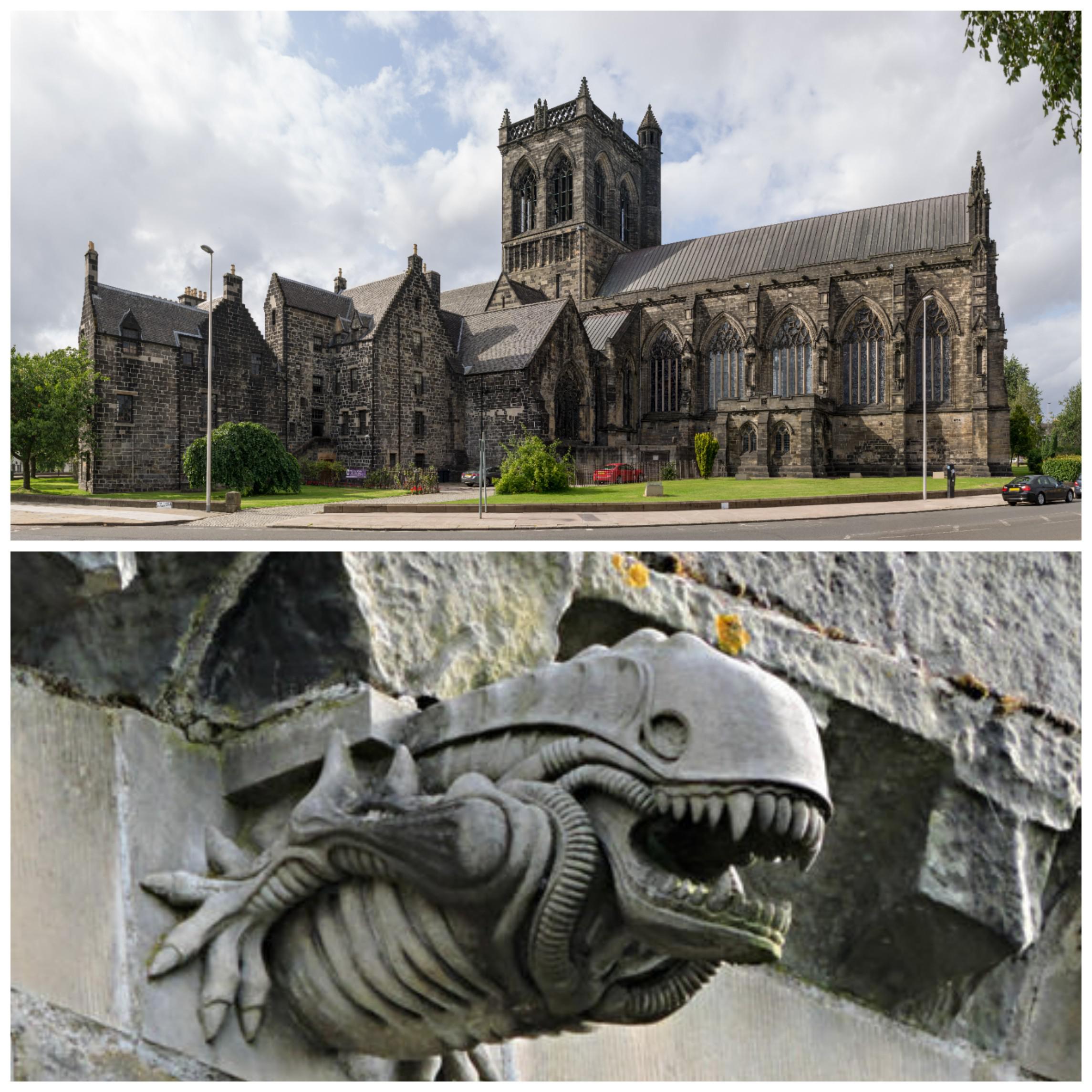 Paisley Abbey (Scotland) has an 'Alien' gargoyle above it's archways
