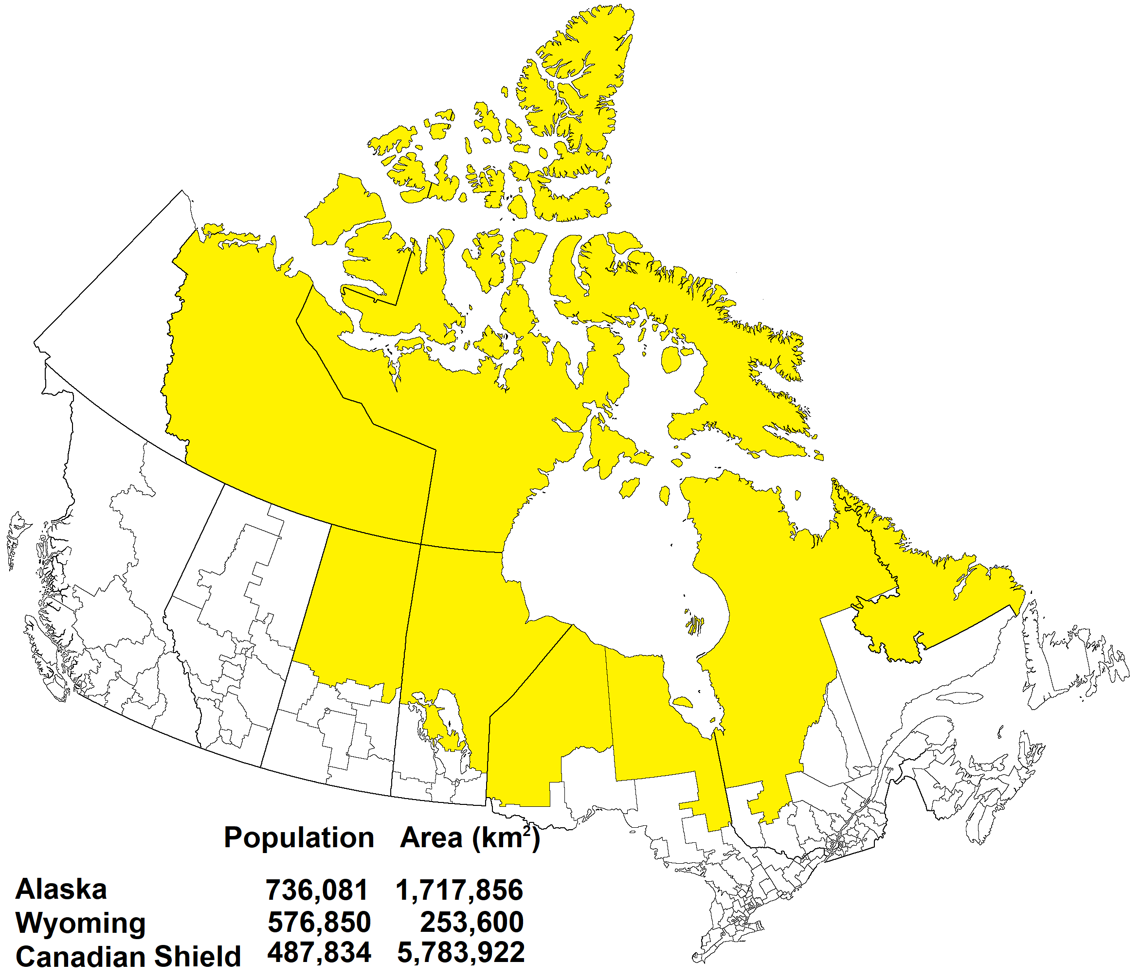 The sparsity of the Canadian Shield r/MapPorn