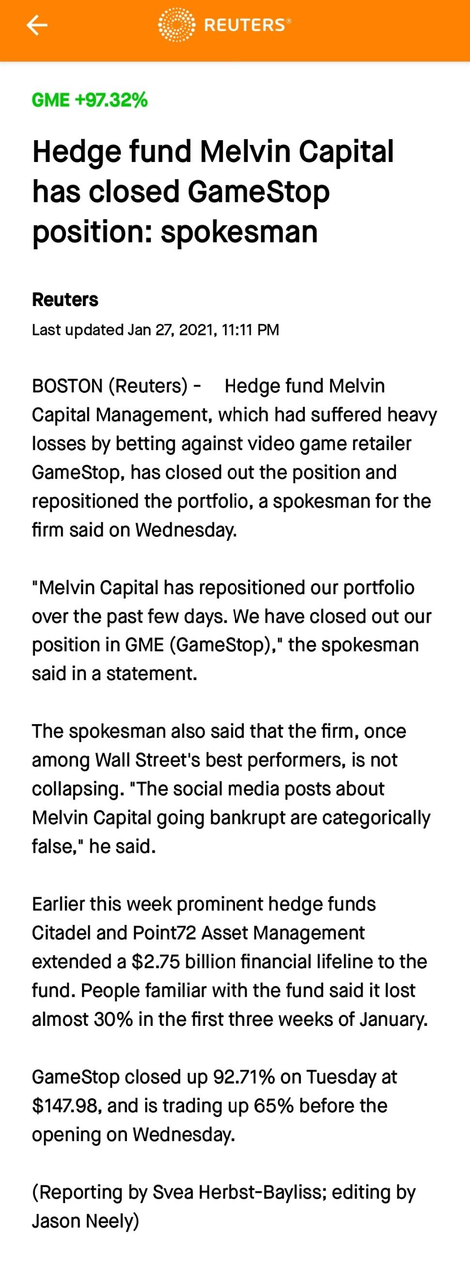 Saw this in robinhood..... what does this mean? r/GME