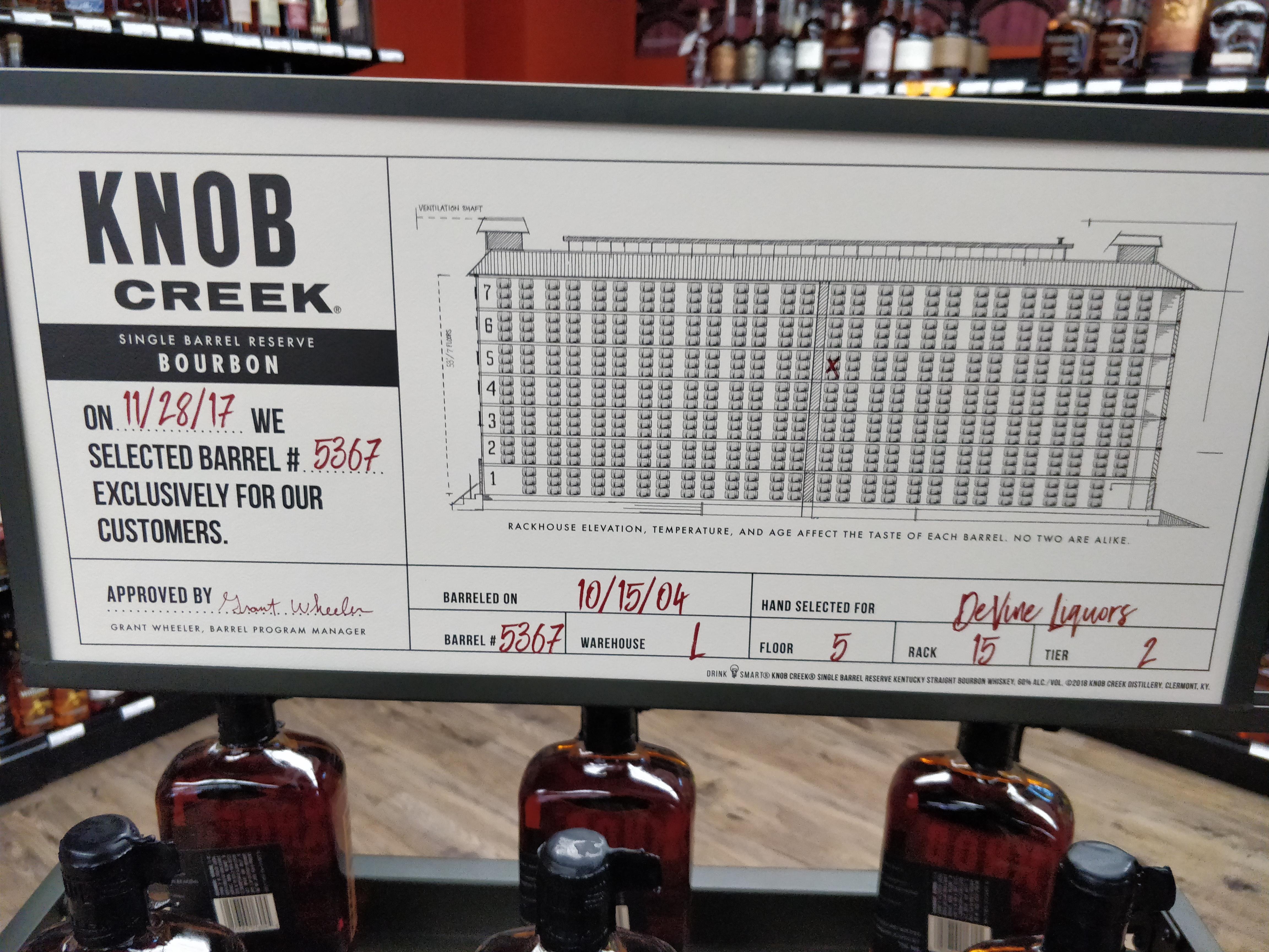 My local liquor store had a Knob Creek Store Select and this is the