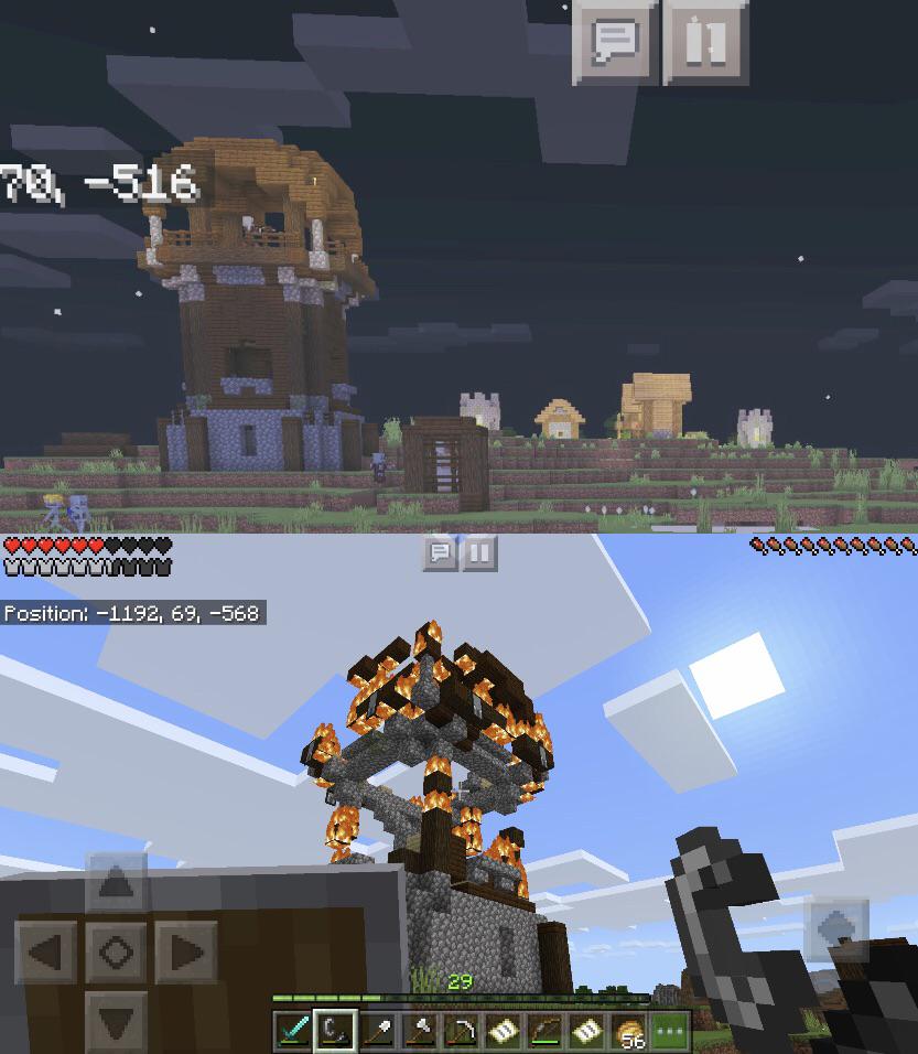 I found this pillager base right next to a village, so I burned it to