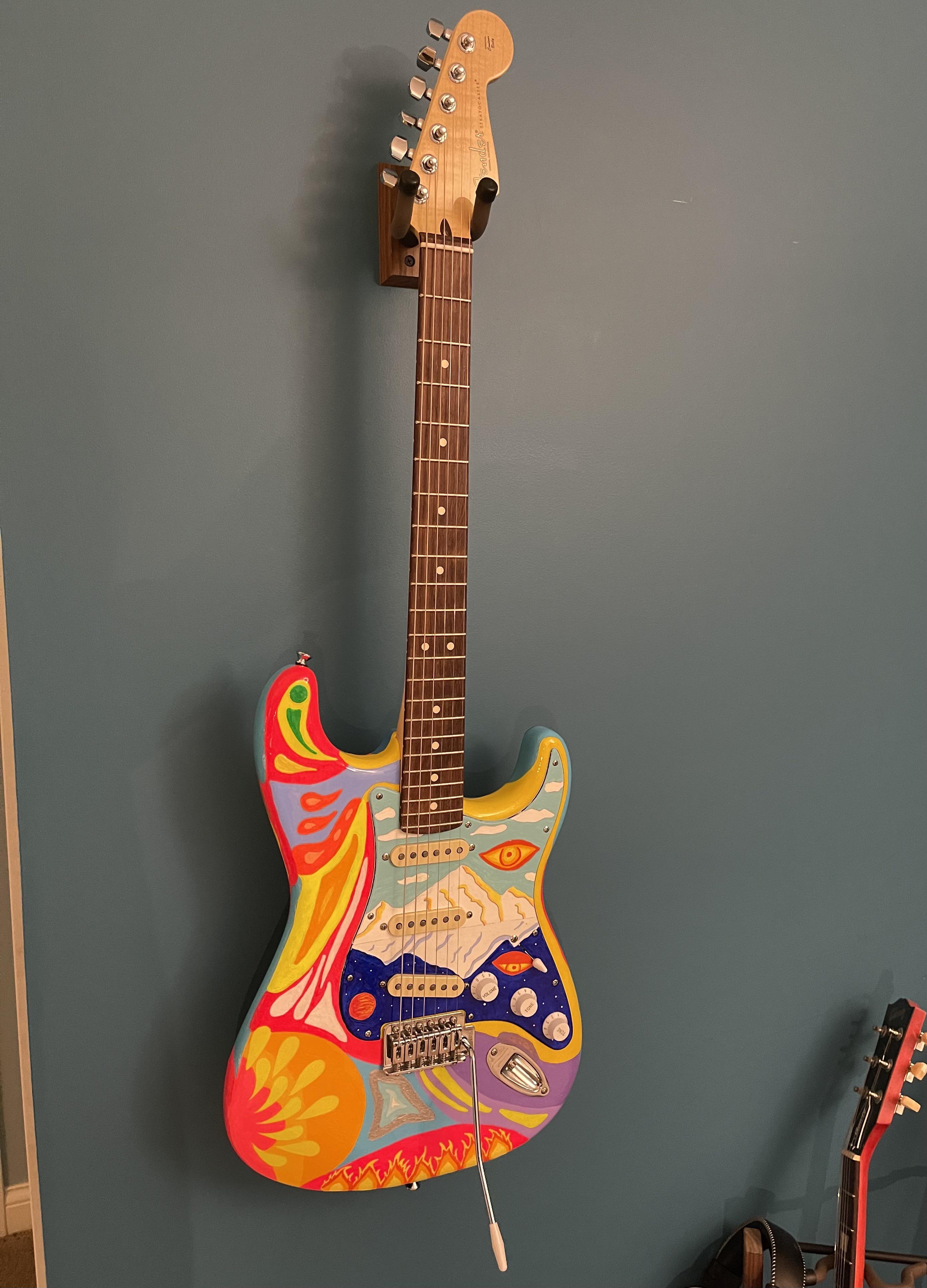 Custom paint job done by a family member, what do you think? r/fender