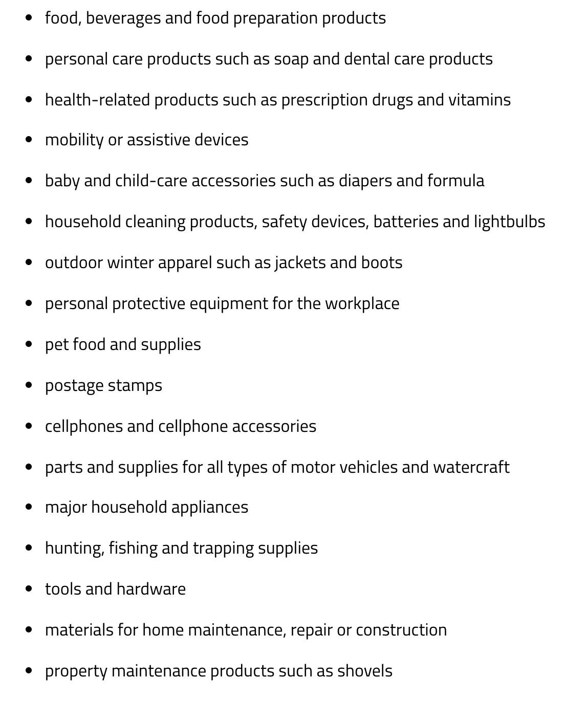 List of essential items allowed to be sold r/Winnipeg