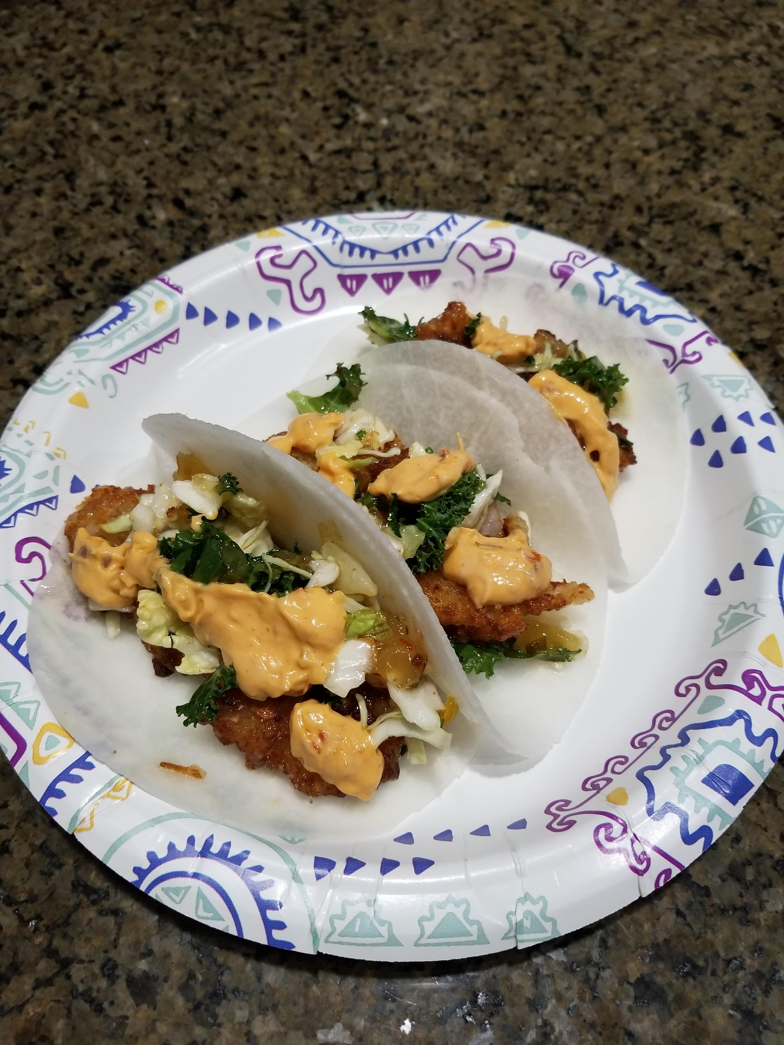 Holy jicama Batman! Coconut shrimp tacos on jicama tortillas for