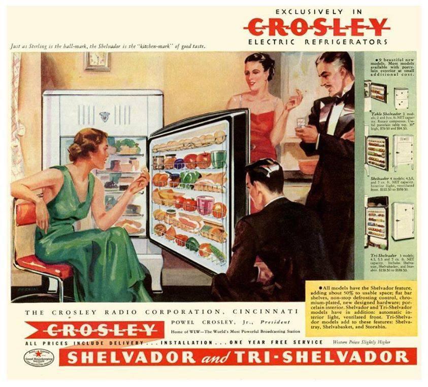 1934, Ad for Crosley refrigerators. vintageads