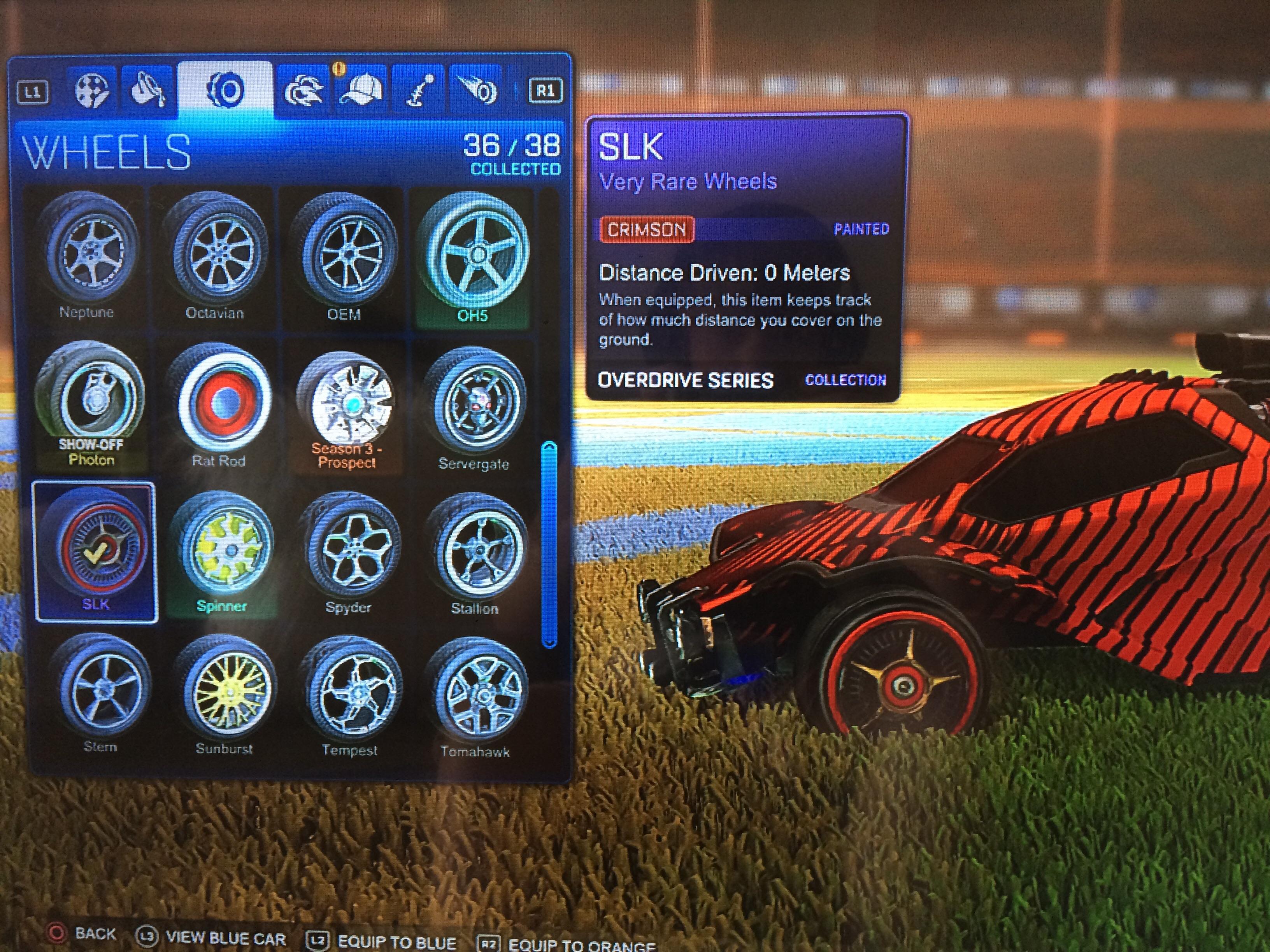 The new SLK wheels painted crimson r/RocketLeague