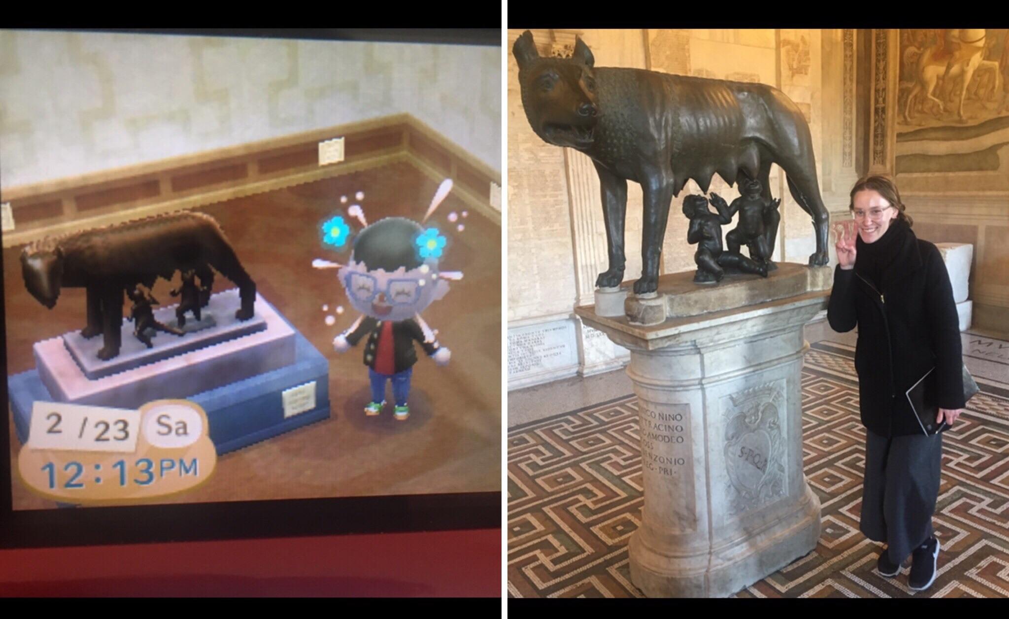 Life imitates Art/AC! Just got the Capitoline wolf statue in the museum