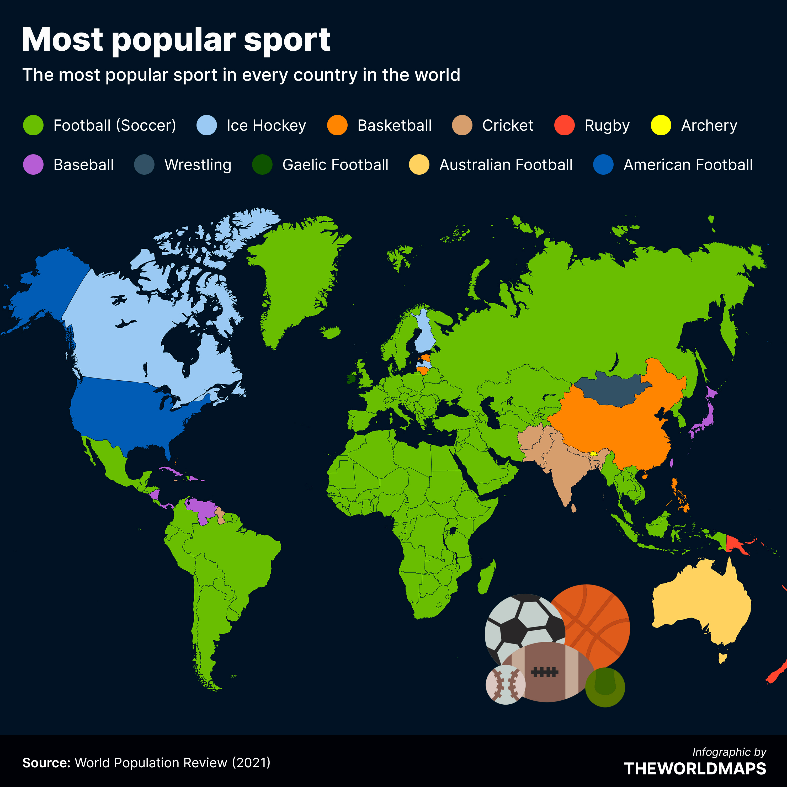 The most popular sport in every country in the world MapPorn