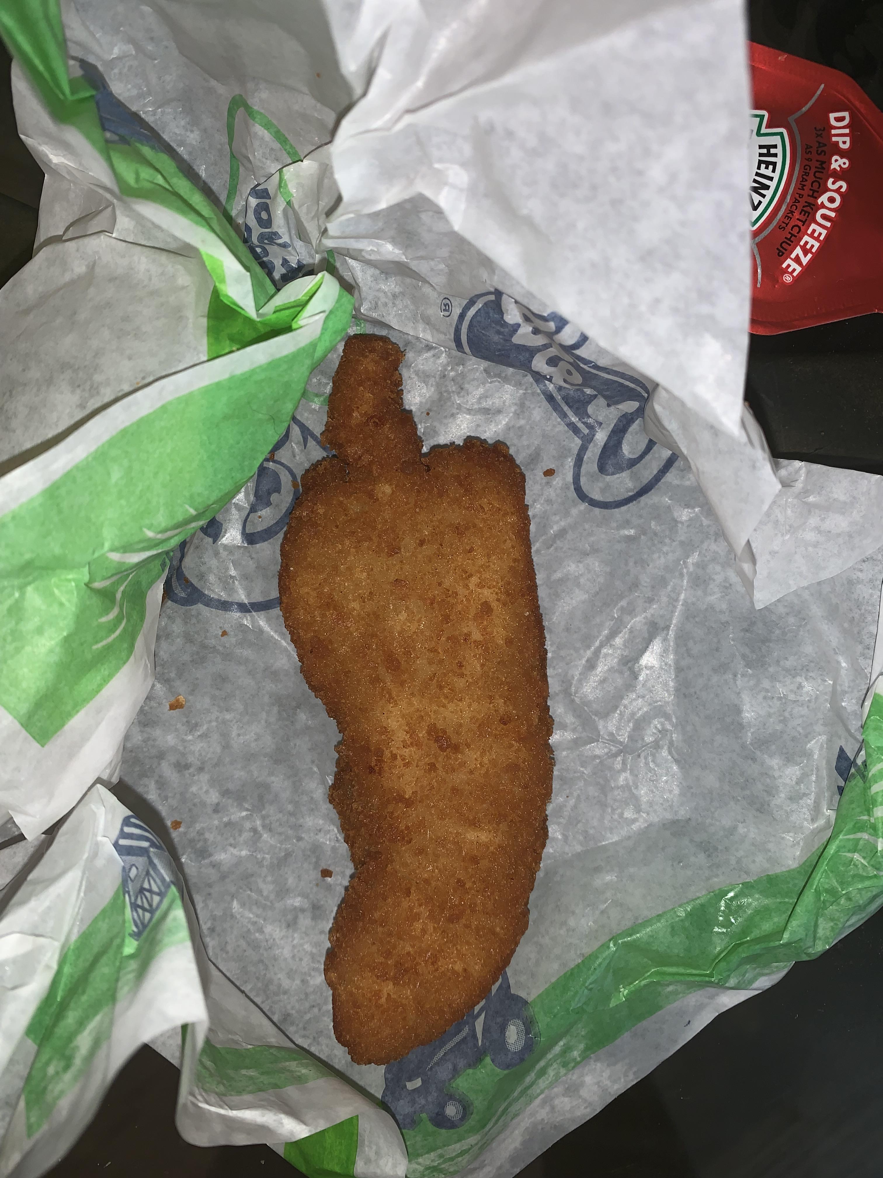My chicken tender from Culver’s is shaped slightly like a chili pepper