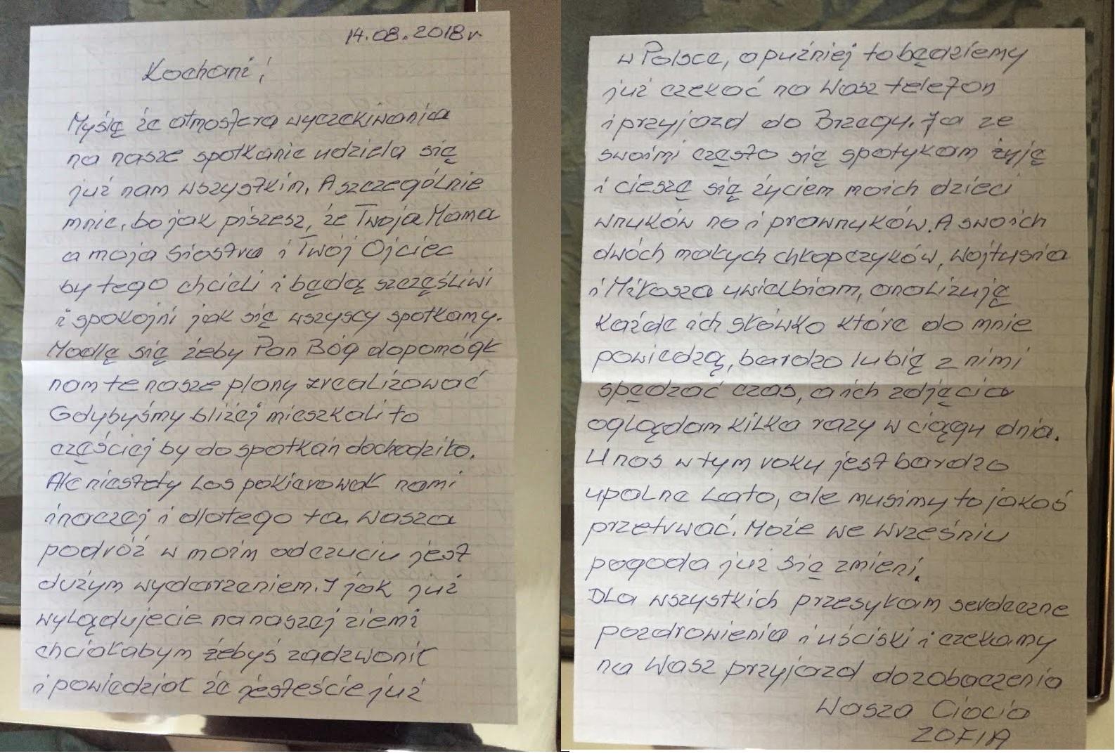 [Polish > English] A handwritten letter from my 84 year old great aunt