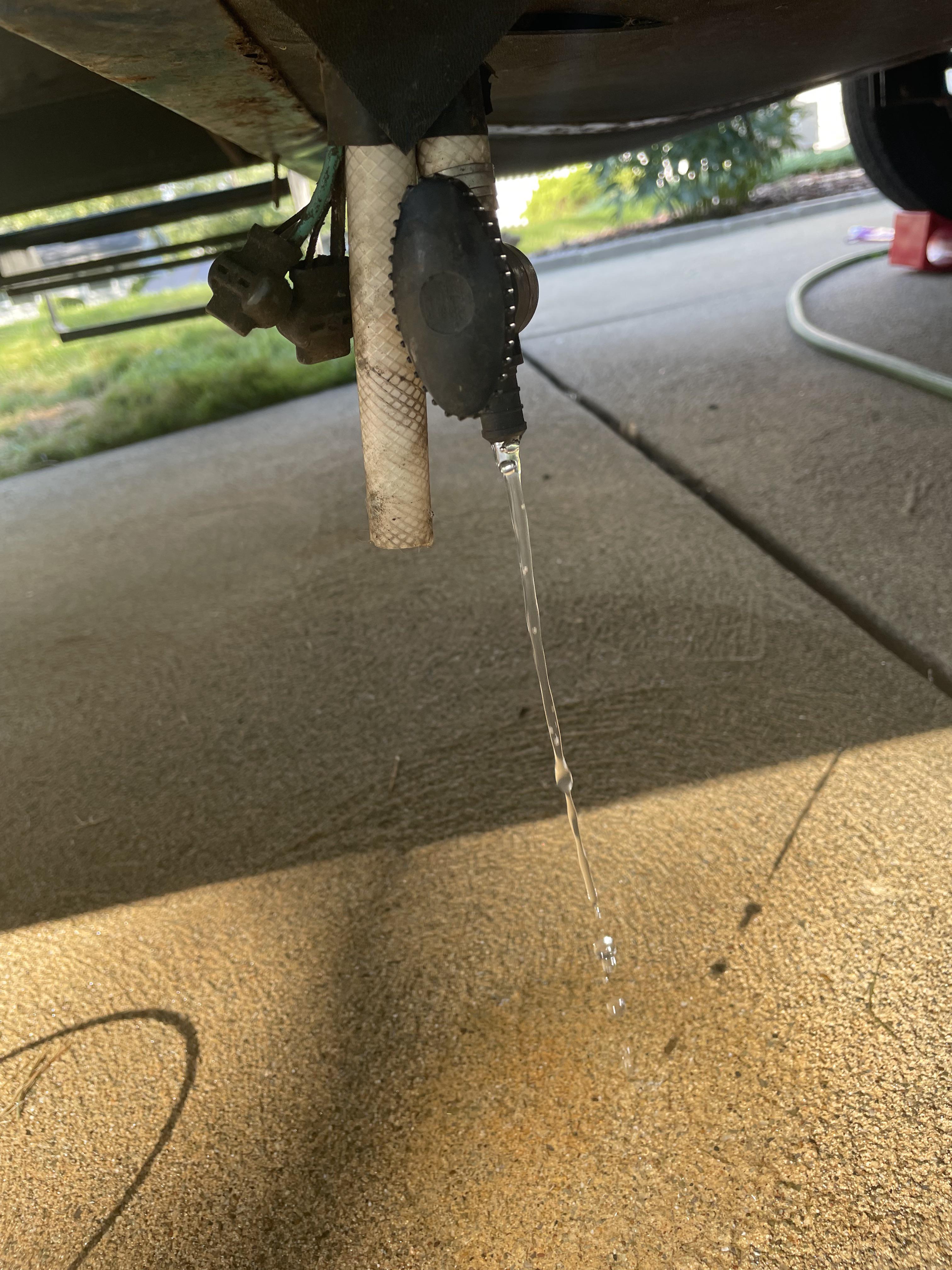 Why is water not coming out of the white hose too? Fresh water drain