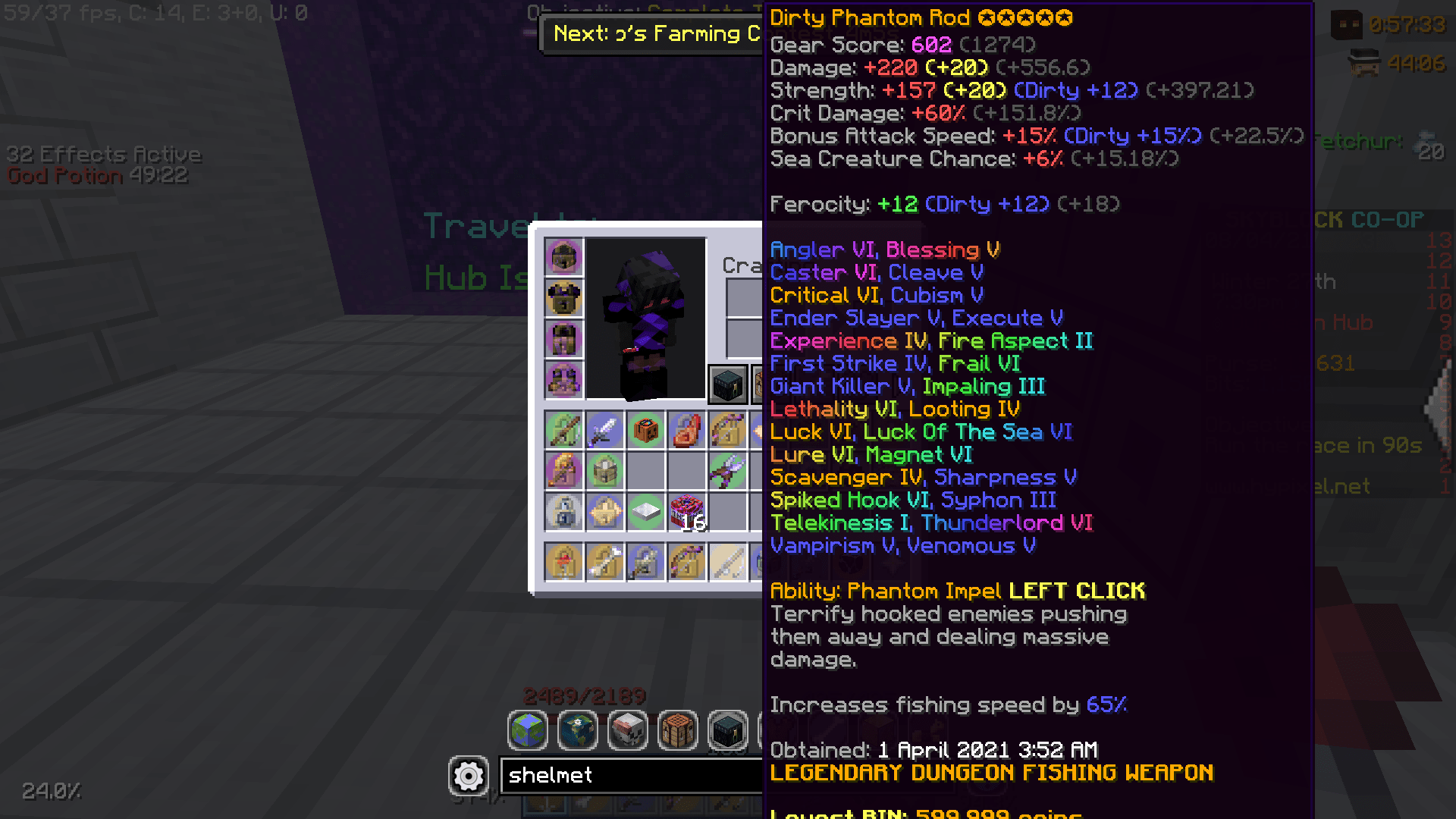 how do i disable the rainbow coloring of max level enchants? r