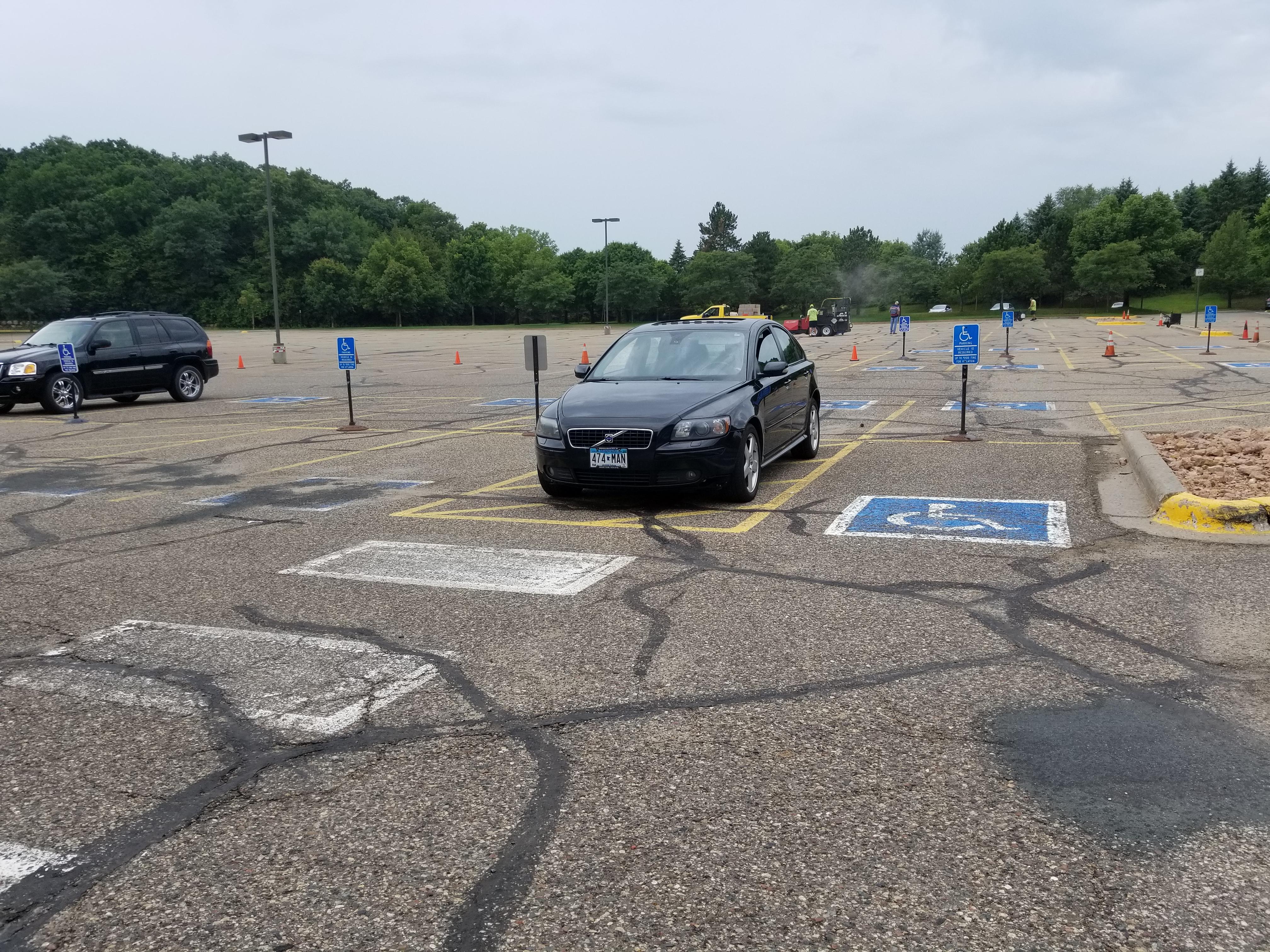 VIP parking. Had to back into this spot as the handicap spot behind had