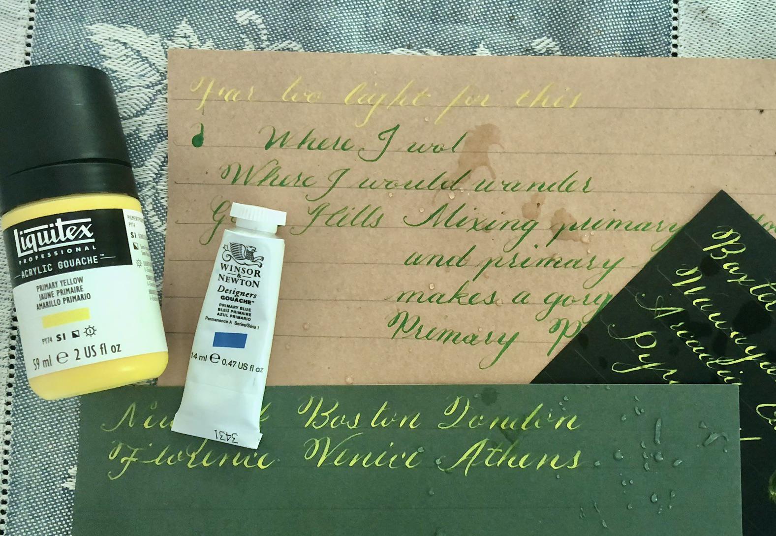 Mixed Liquitex Acrylic Gouache (semiopaque, waterproof) with Winsor