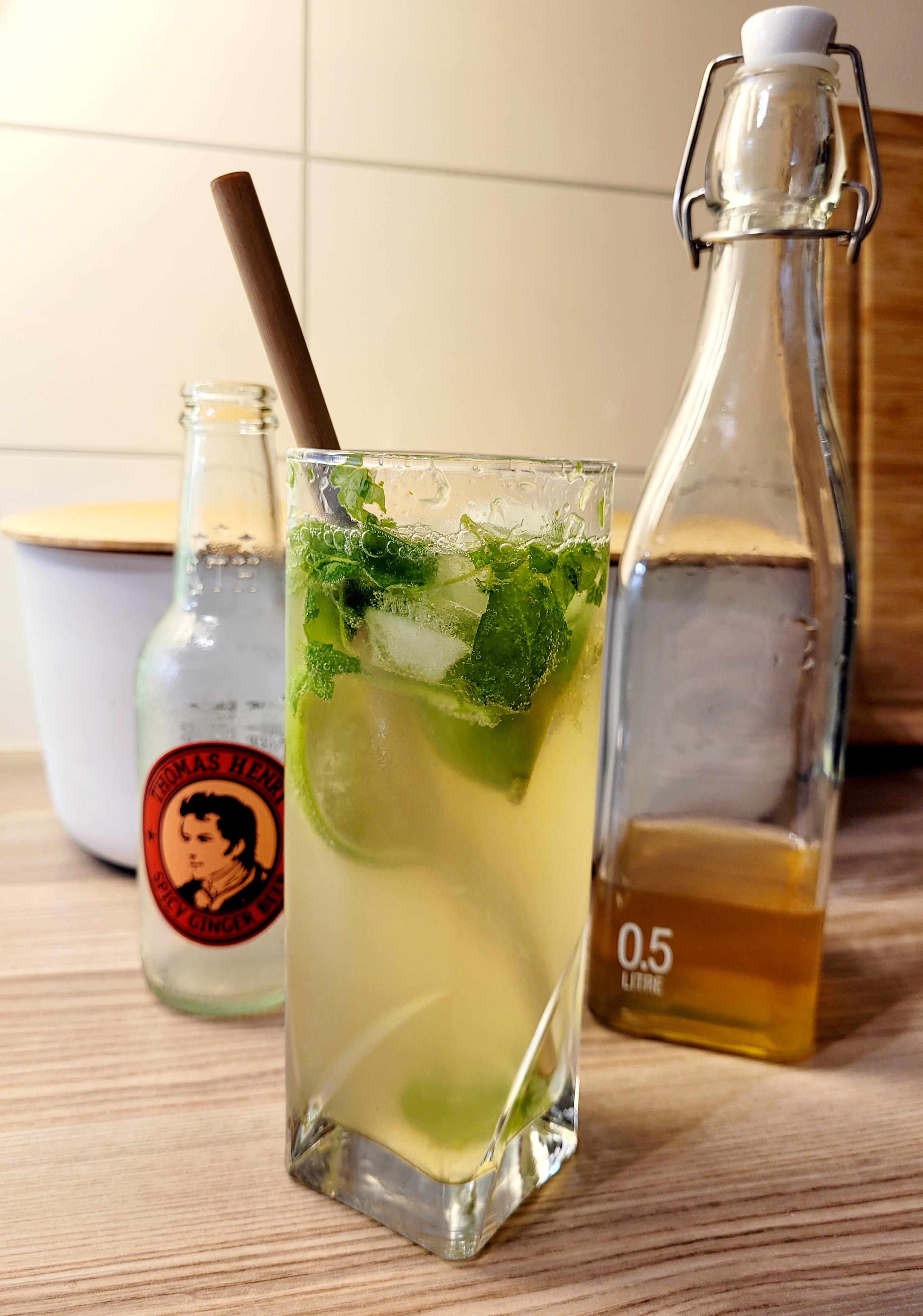 Made a cocktail liqueur from foraged meadowsweet and pineapple weed r