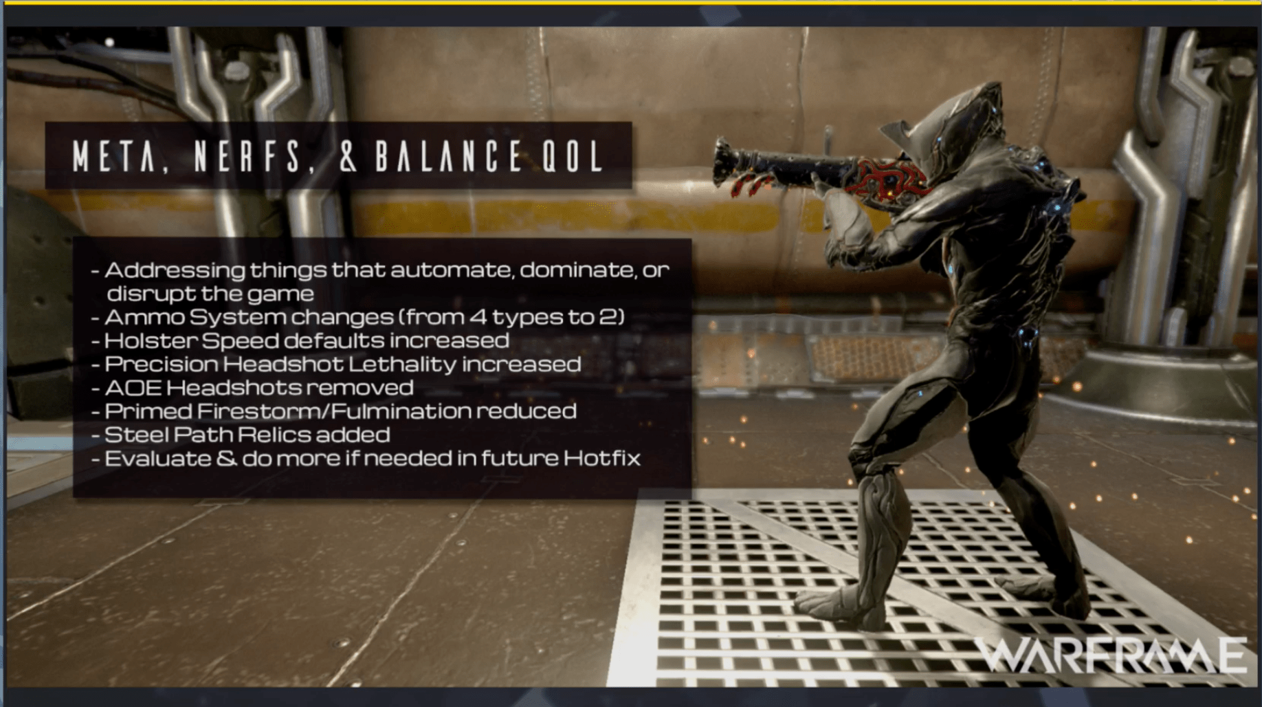 Meta, nerfs, and balance QOL changes. r/Warframe