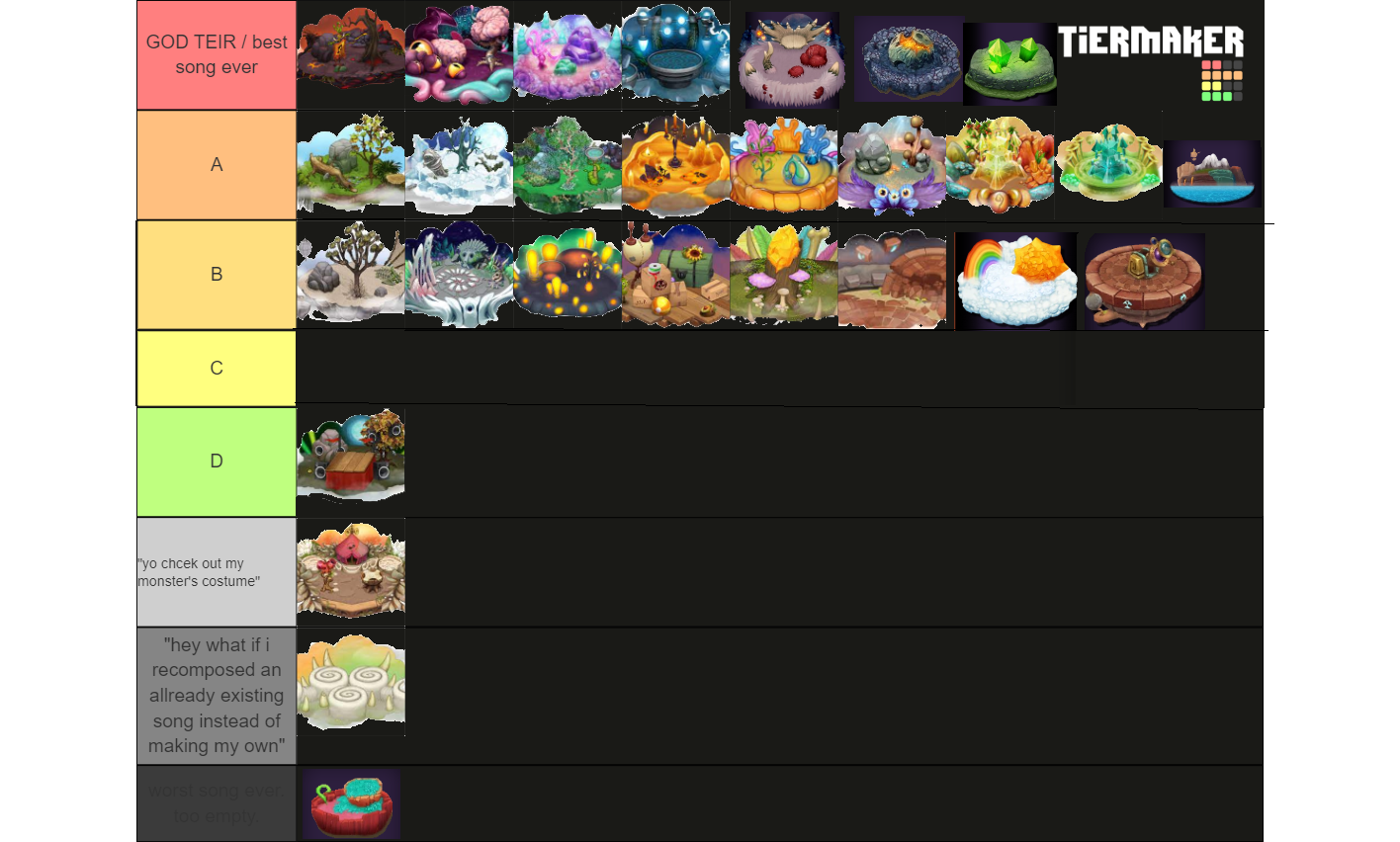 MSM Islands teir list (dof included) r/MySingingMonsters