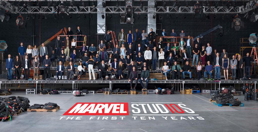 10th anniversary celebration of Marvel Studios class photo featuring 79