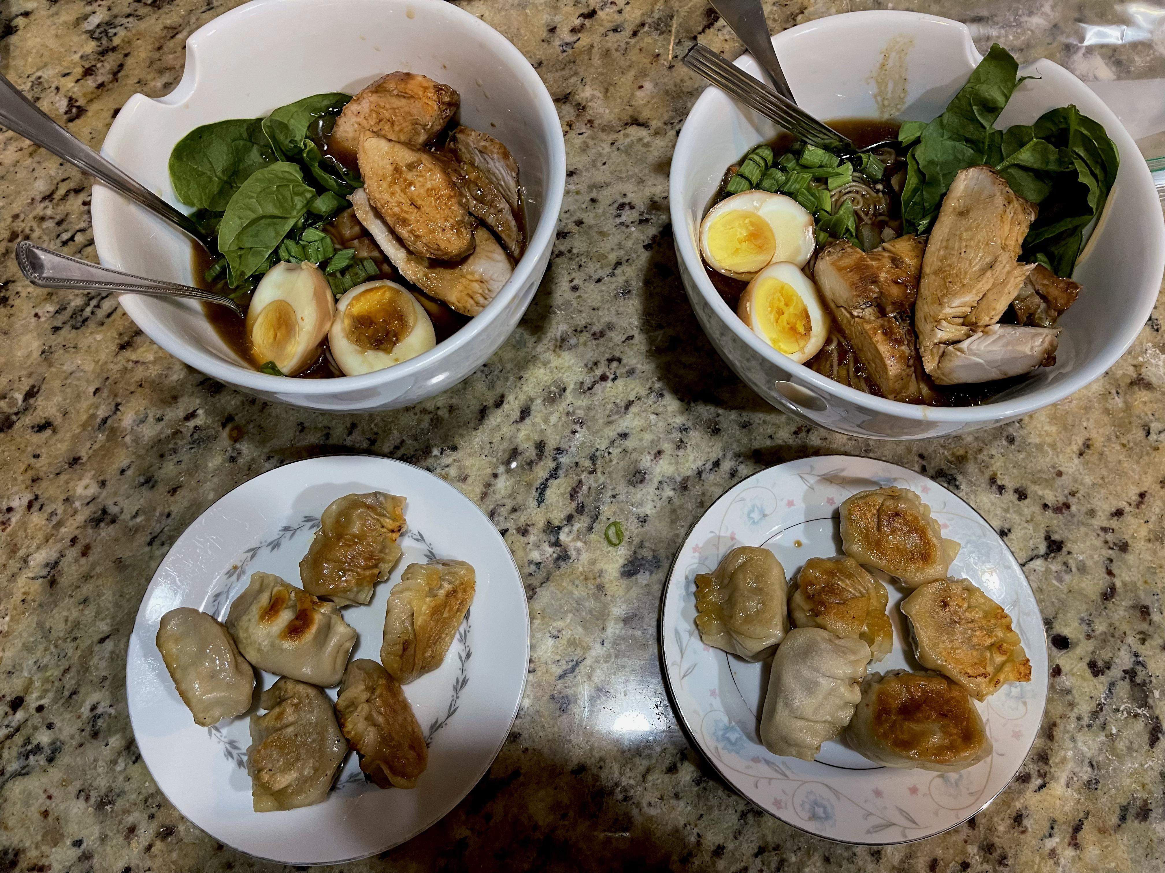 [homemade] ramen and potstickers r/food