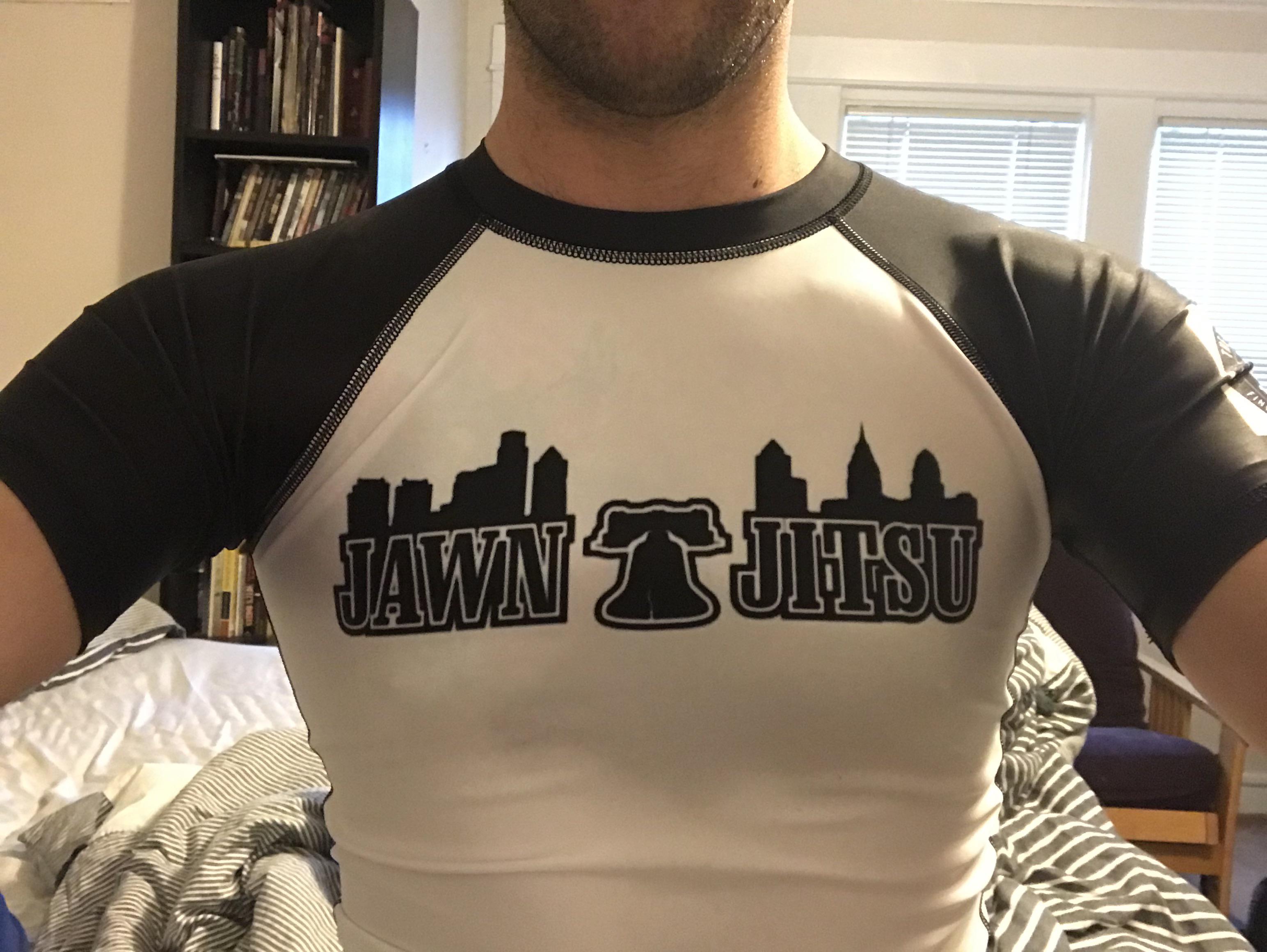 Got a “Jawn Jitsu” rash guard for Xmas. r/bjj