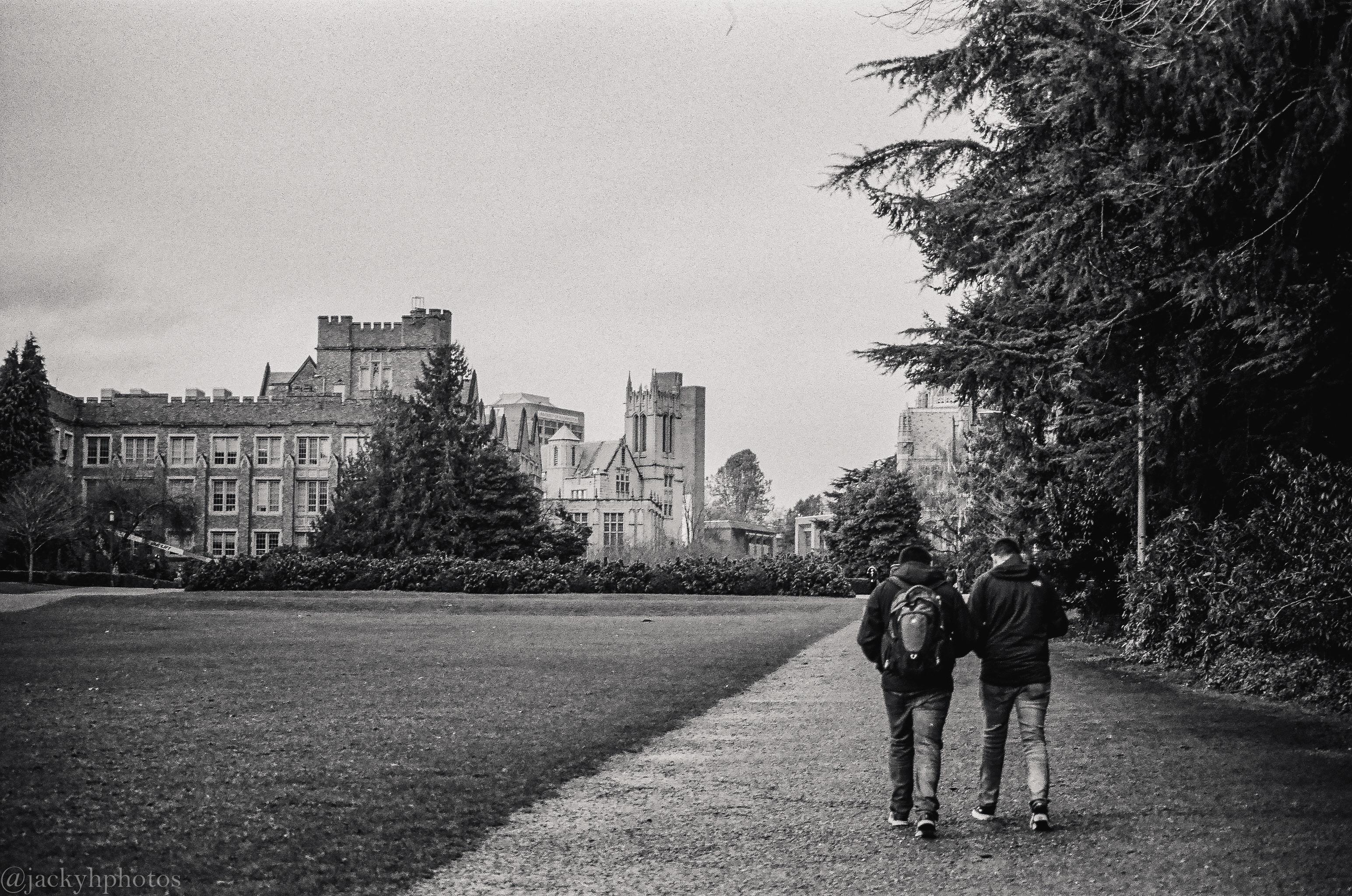 UW Campus on black & white film r/Seattle