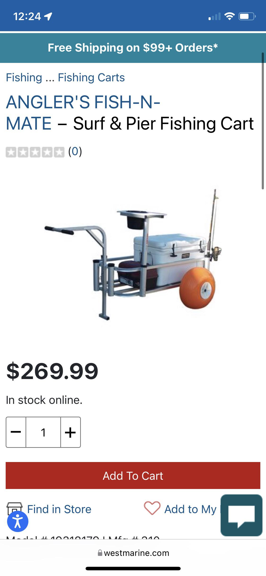 Great price on senior fishing mate surf cart as West Marine. 100