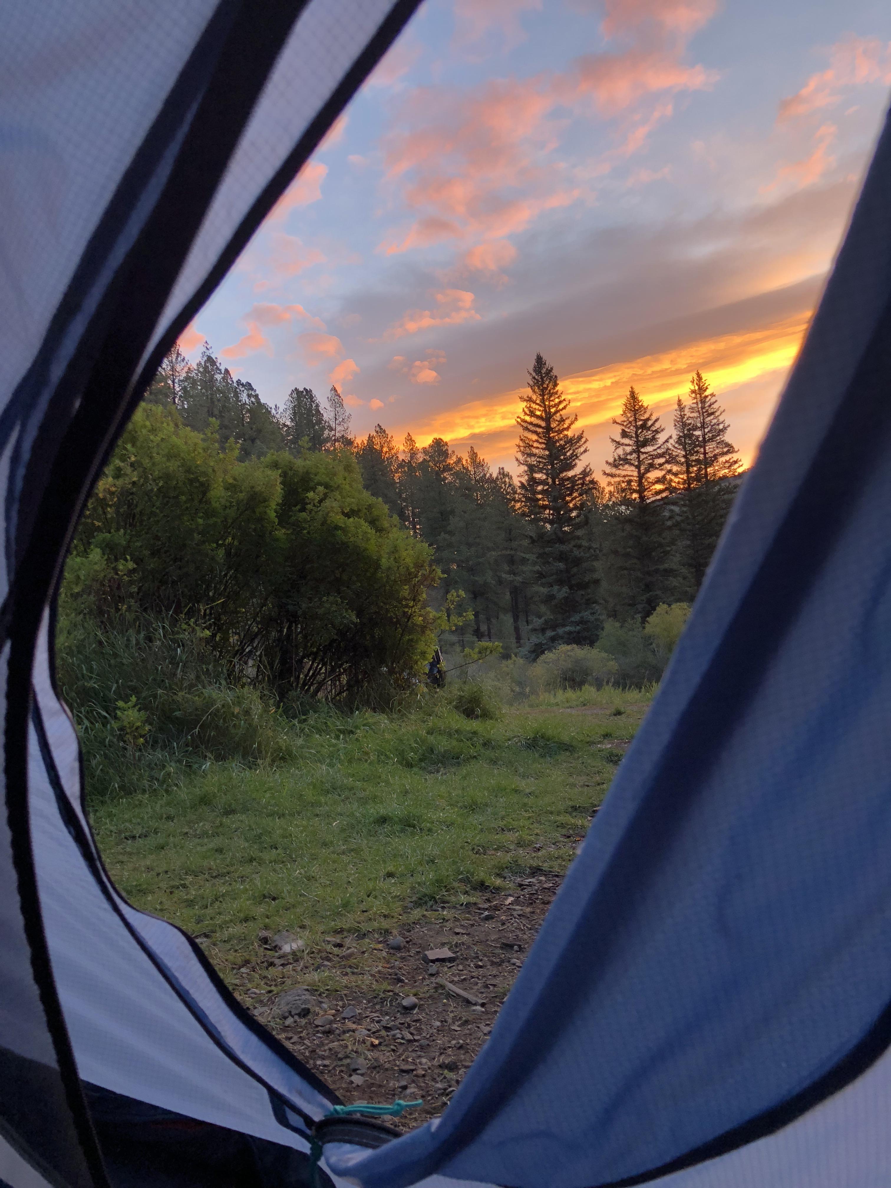 Woke up to a beautiful sunrise in Pecos, NM r/camping