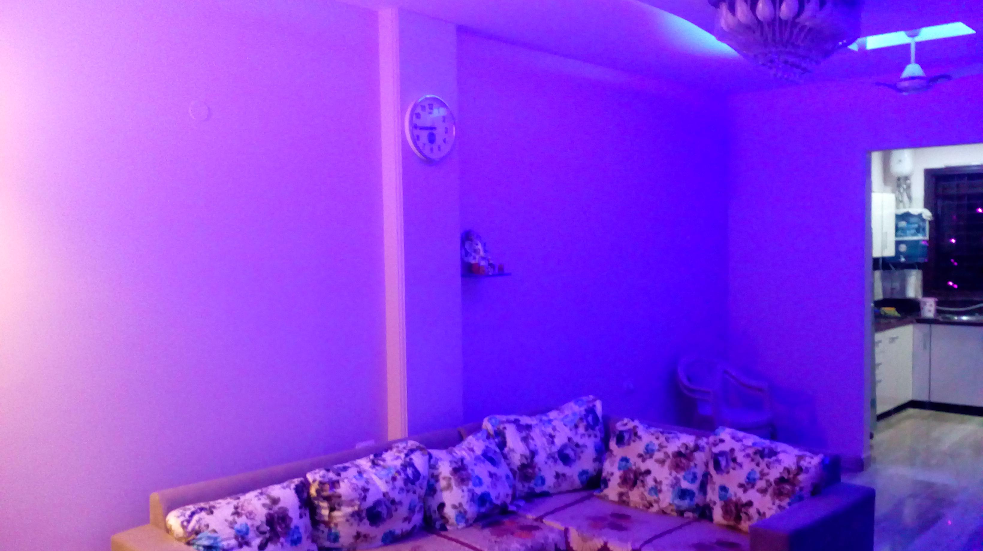 My drawing room under black led light and some normall yellow led bulb