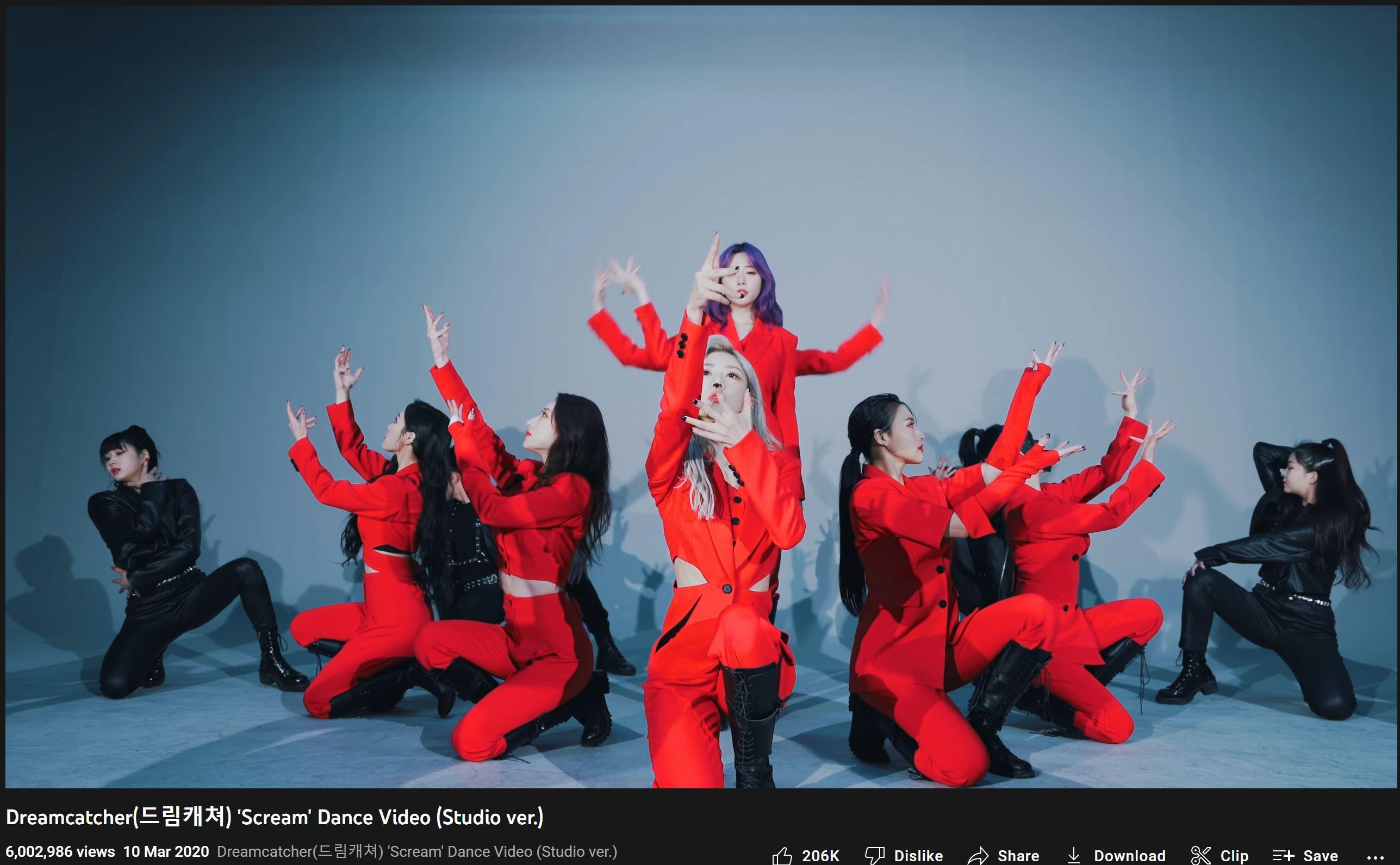 Dreamcatcher's 'Scream' Dance Video (Studio ver.) has surpassed 6