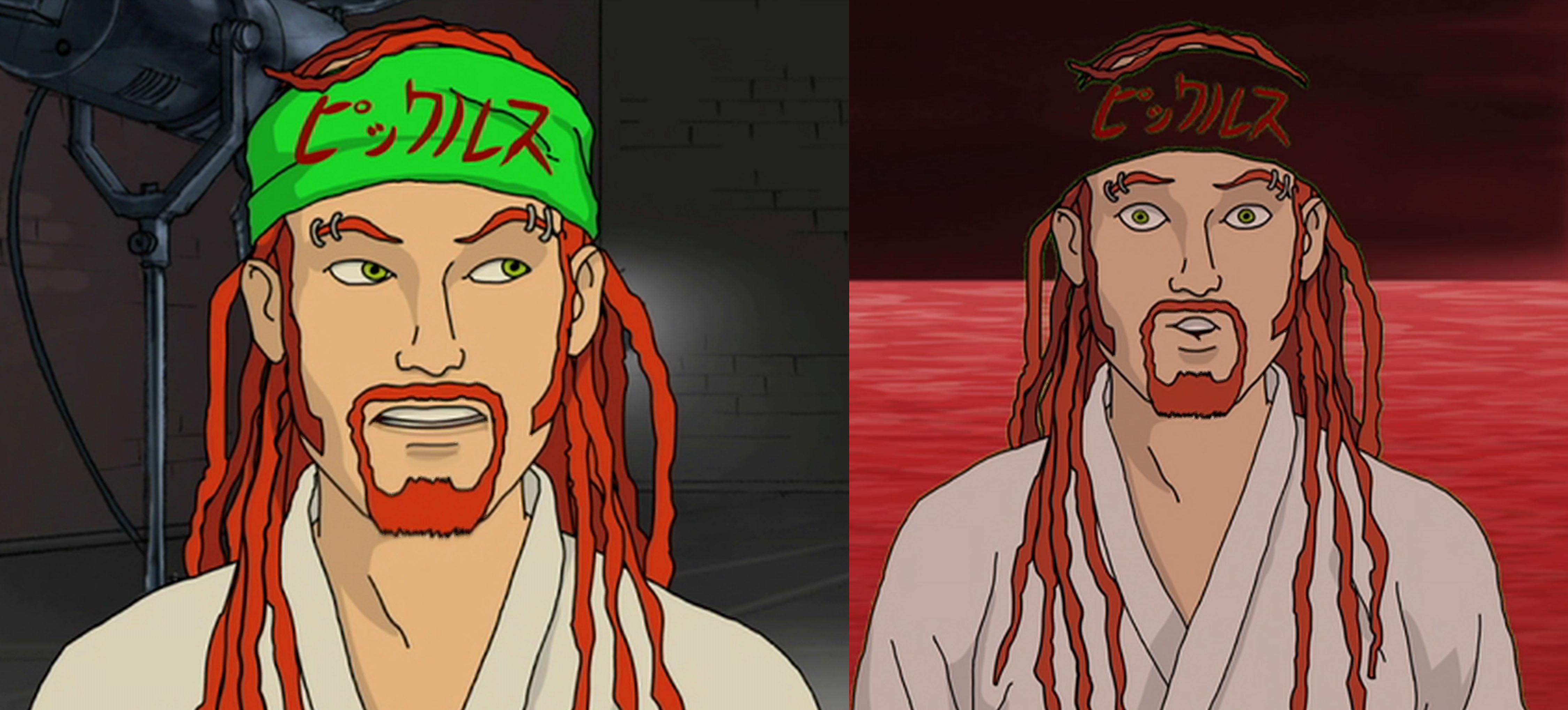 I never noticed the green headband Pickles wears in Blood Ocean gets