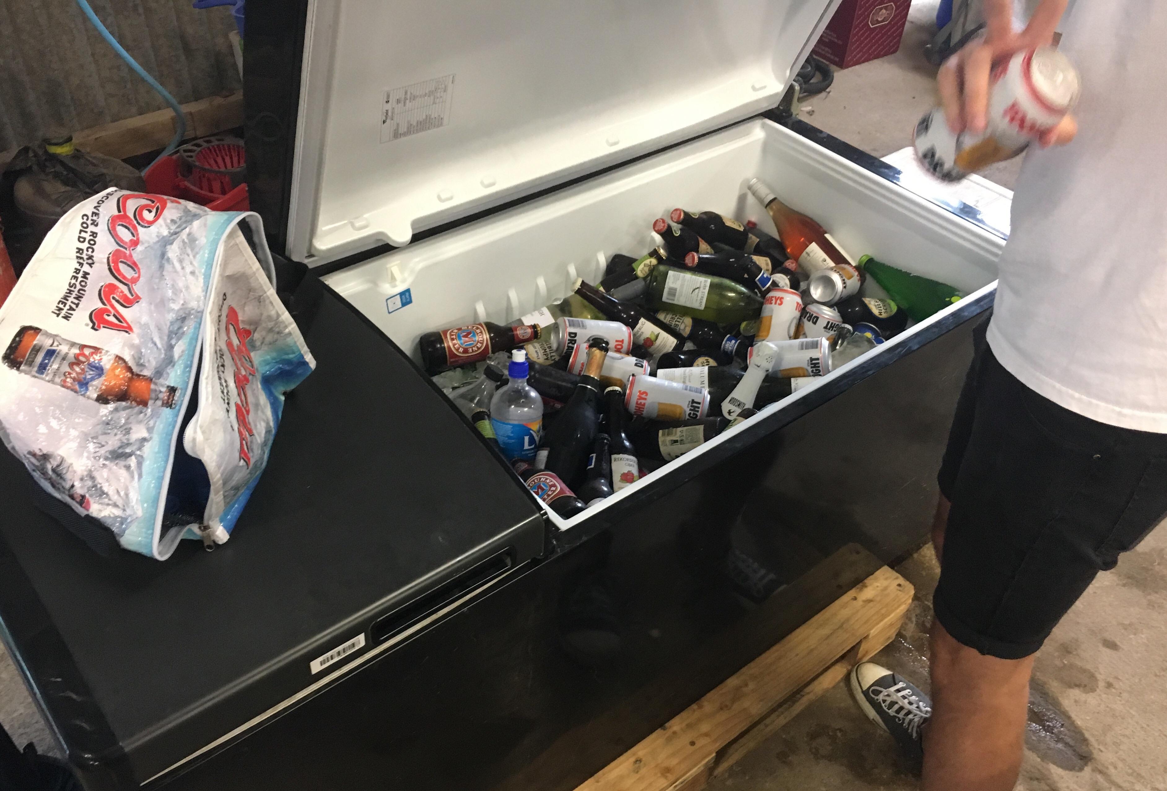 Friend turned a broken fridge into a giant esky/cooler for his party