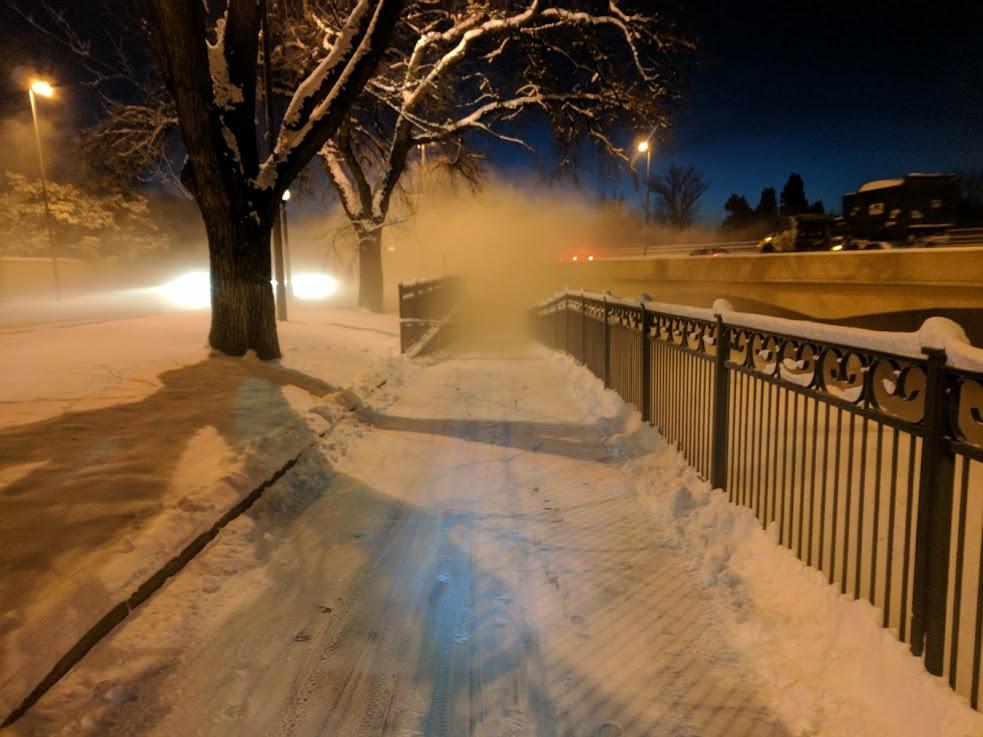 Denver Colorado Descending into the Fog of Cherry Creek this Morning