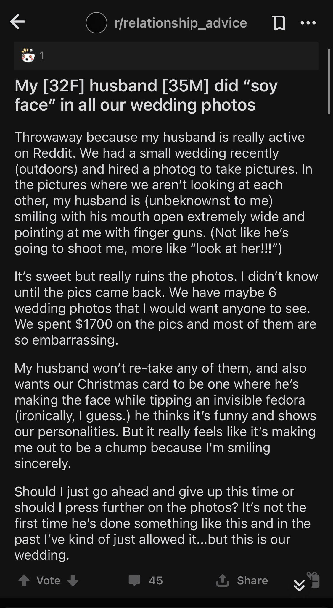 Reddit moment at wedding r/redditmoment