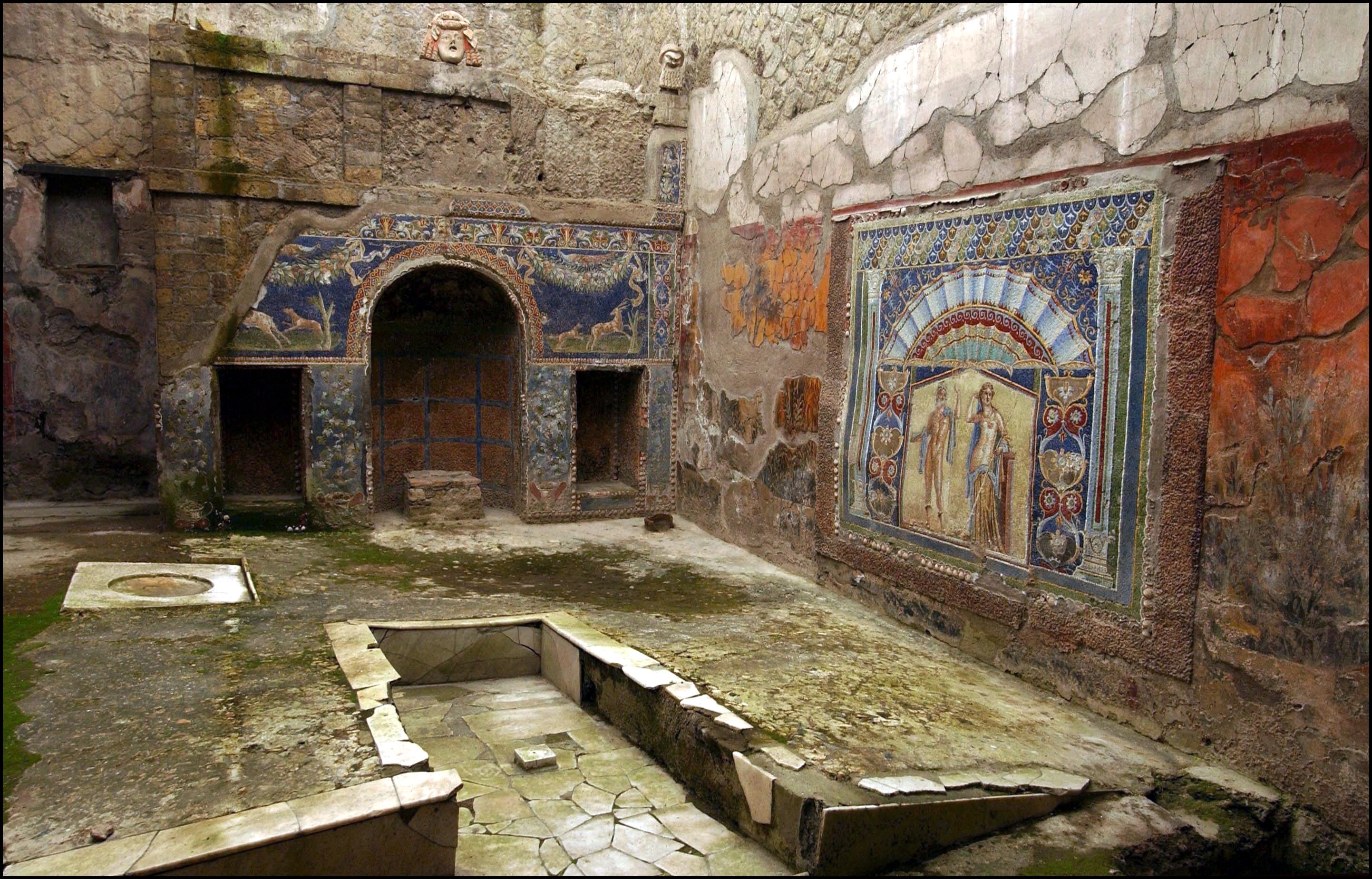 The summer dining room of a Roman house from the ruins of Herculaneum