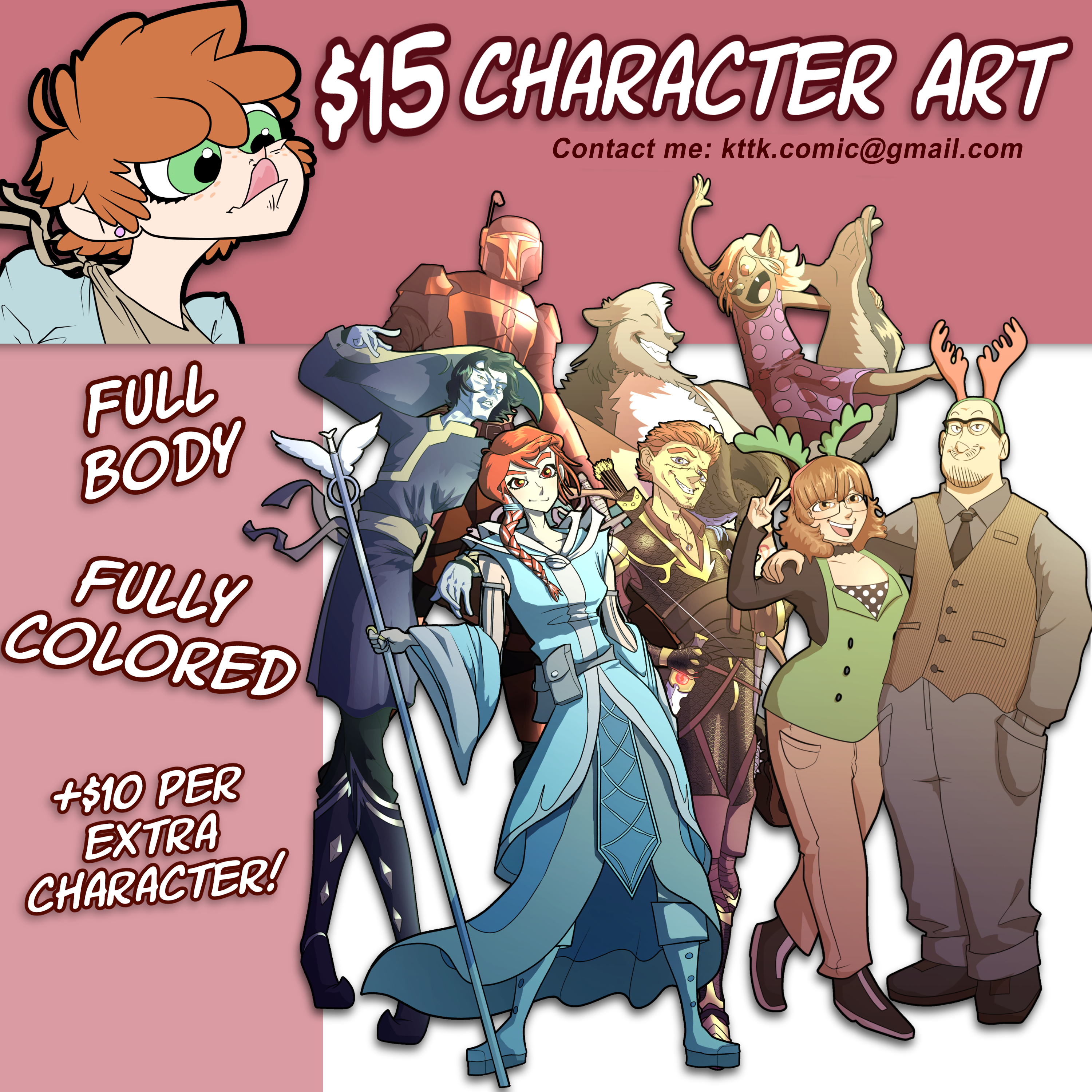 [For Hire] 15 Character Art Commissions