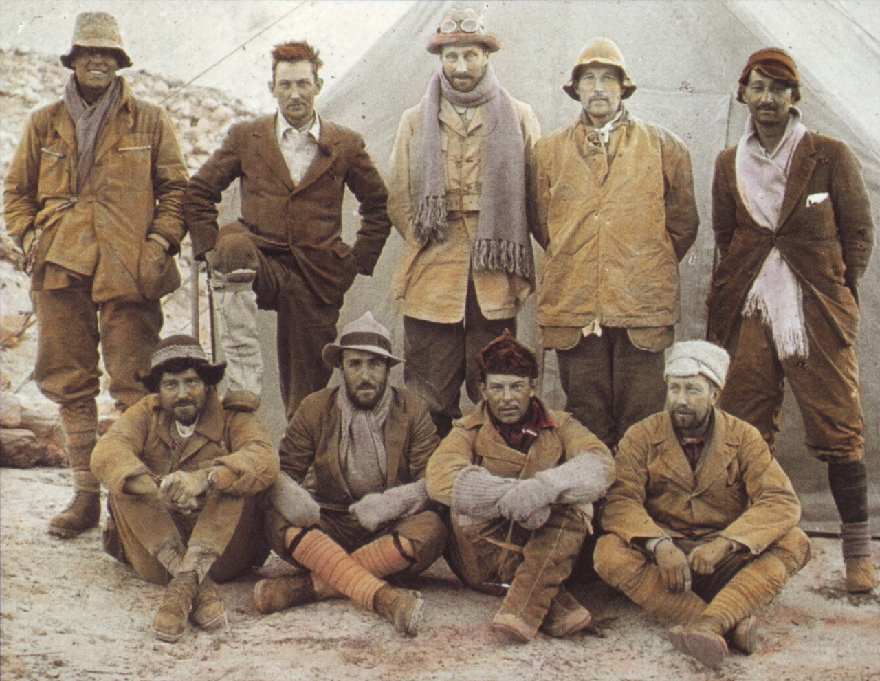Famed British climber Mallory (back row 2nd from left) and