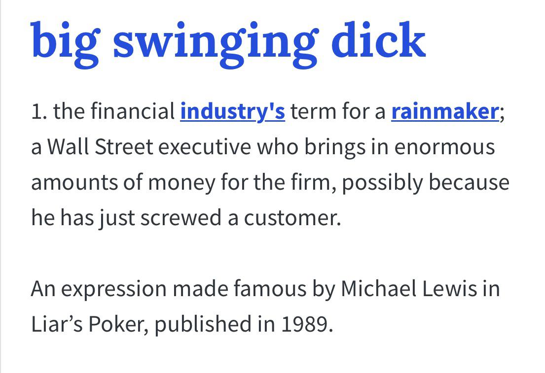 DD in to wee wee. In the parlance of our times Ken Griffin would be