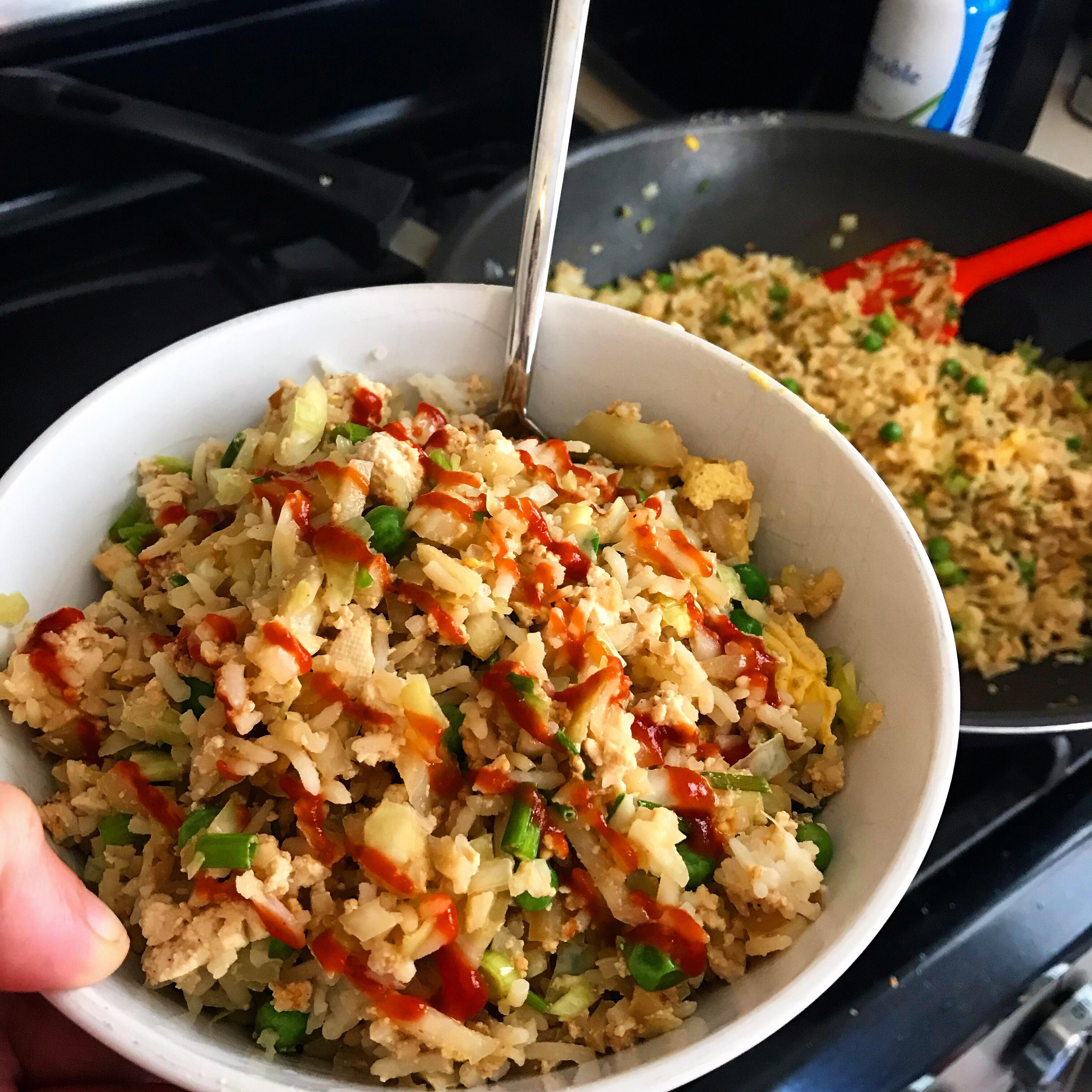 Move over cauliflower rice! Diced cabbage and tofu add tons of bulk to