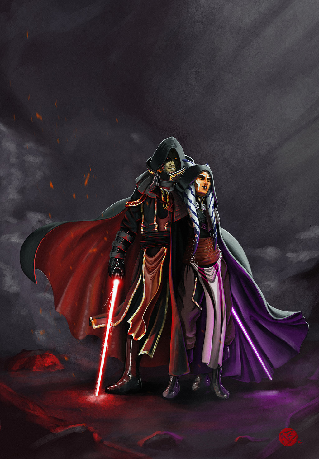 Emperor Vader and Darth Ahsoka by Ilya Borodin StarWars