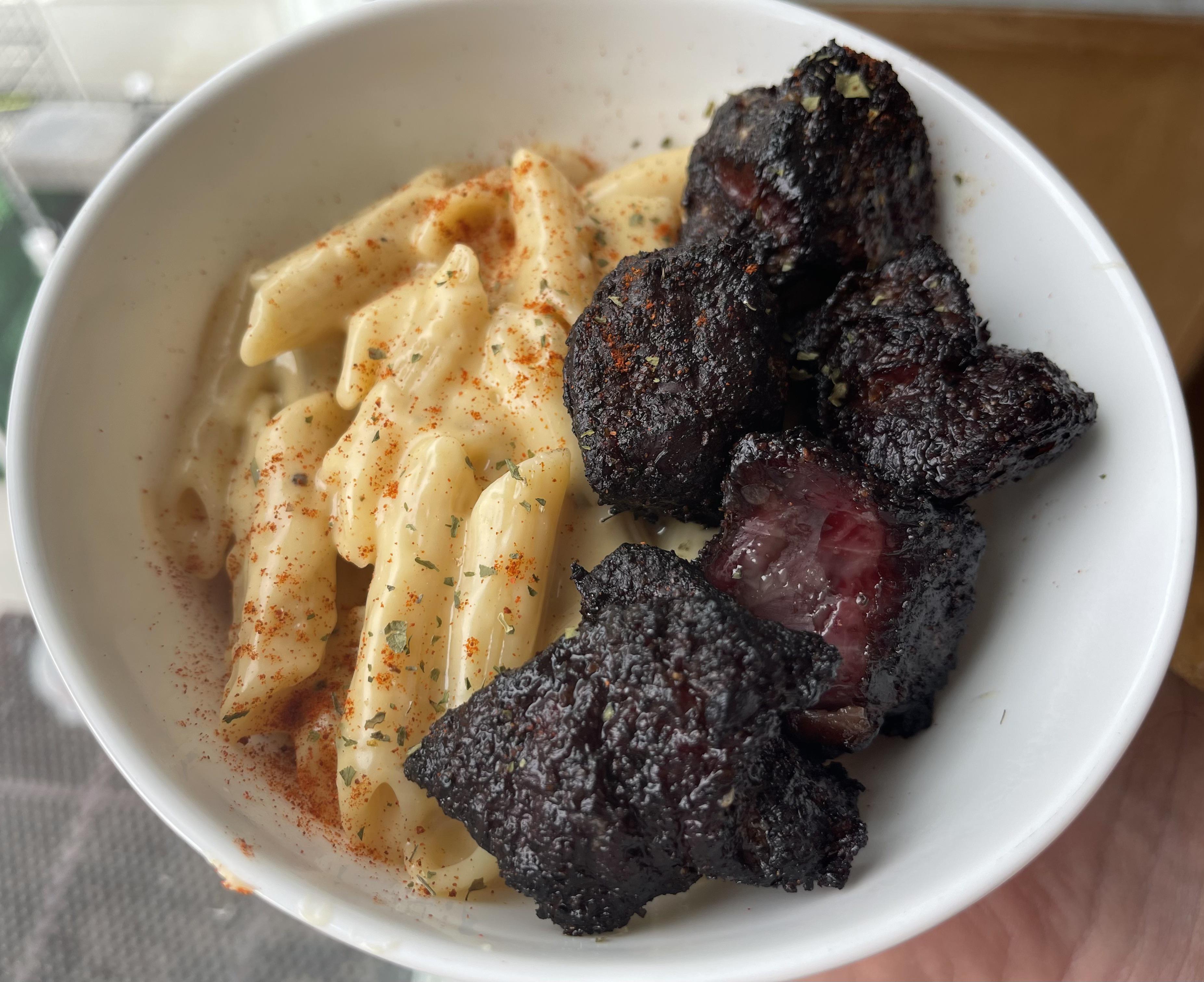 BBQ Burnt Ends & Extra Sharp White Cheddar Mac (Penne) & Cheese! r