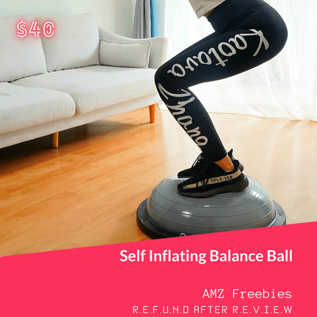Self Inflating Balance Ball 23in, Supports upto 660lb Half Exercise