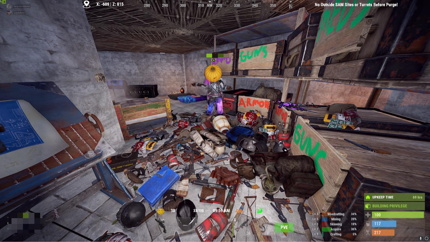 Purge starts tomorrow. Despawning everything and filling our base with