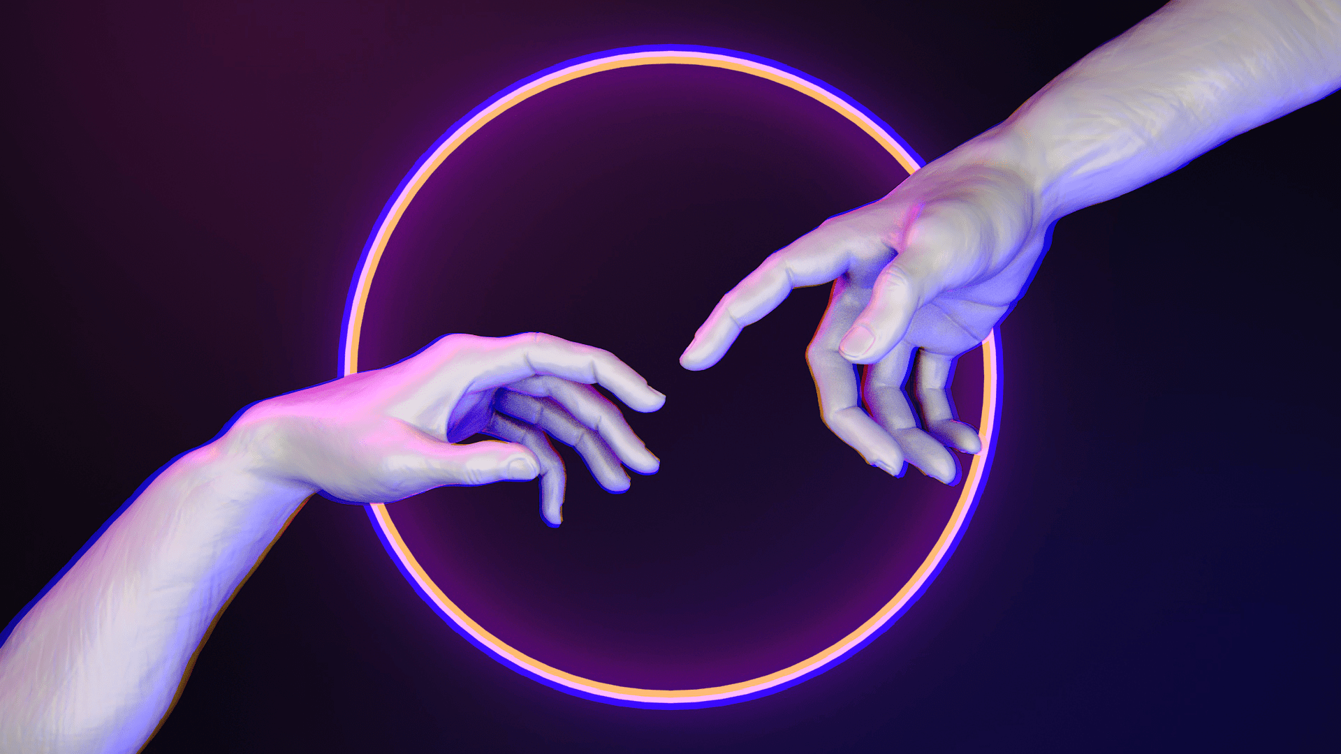 Created this wallpaper for my laptop, sculpted the hands in zbrush, and
