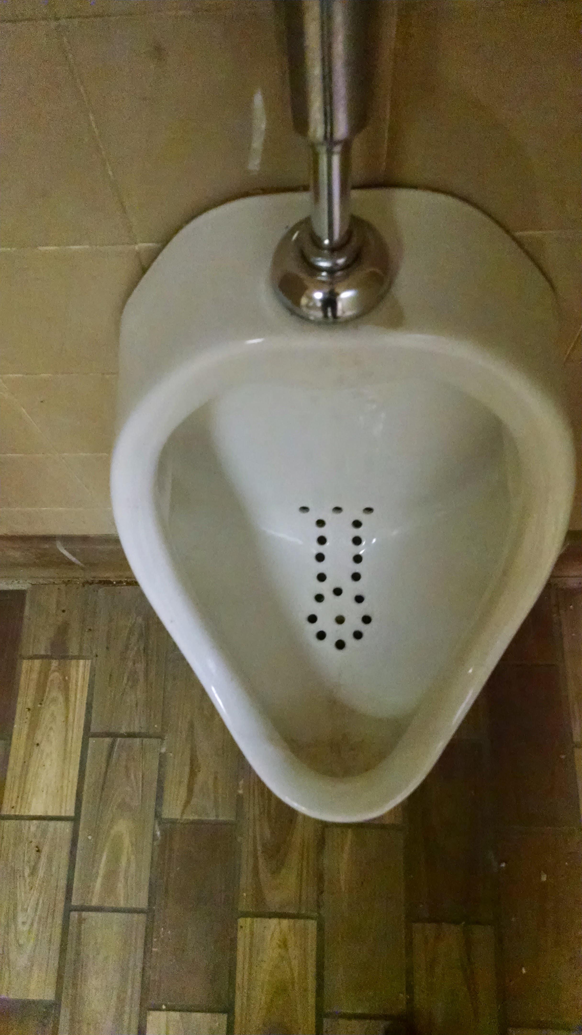 The drain holes in this urinal resemble a dong r/mildlyinteresting