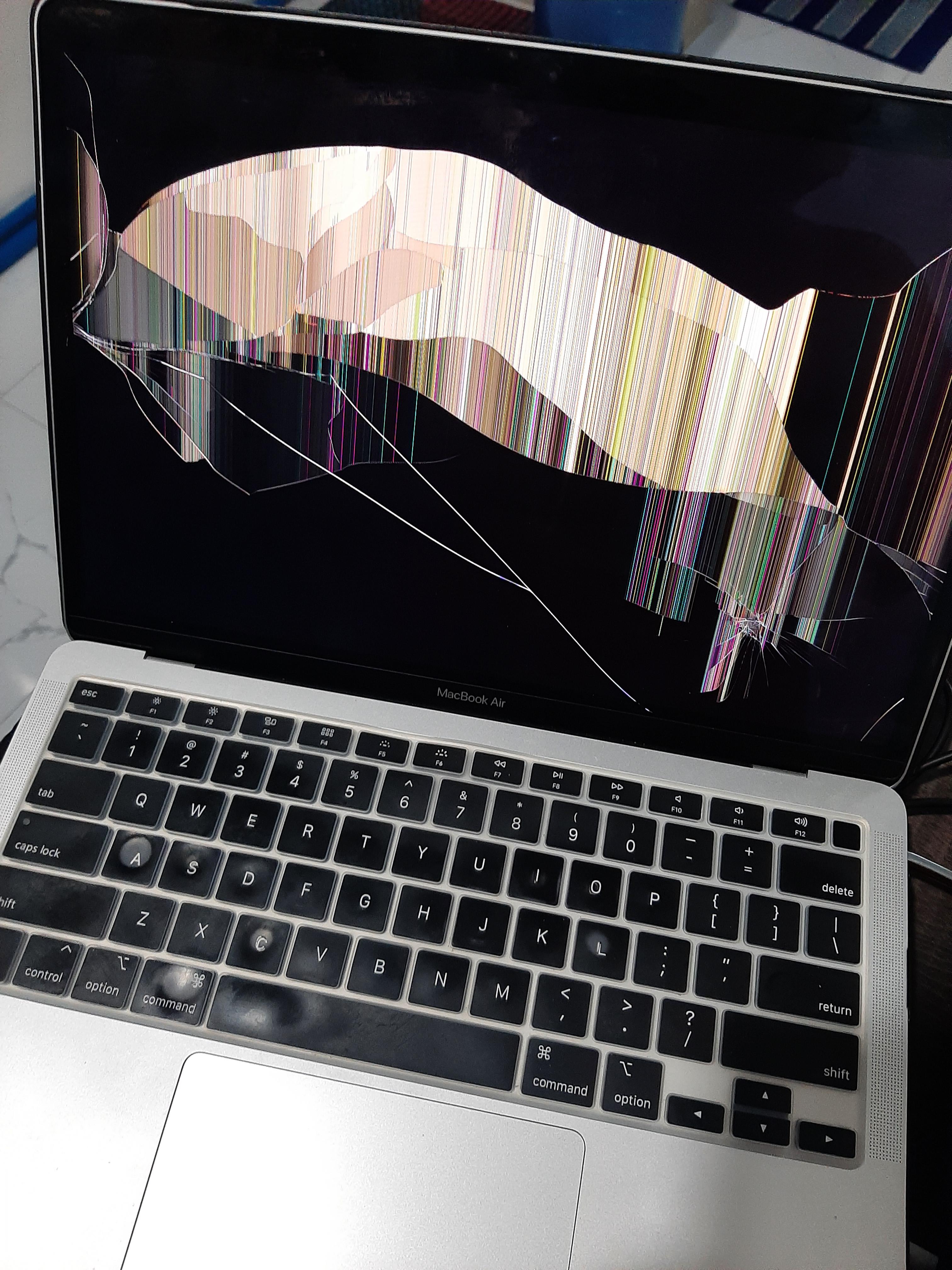 Hi my sister accidentally dropped her Macbook Air M1. It now looks