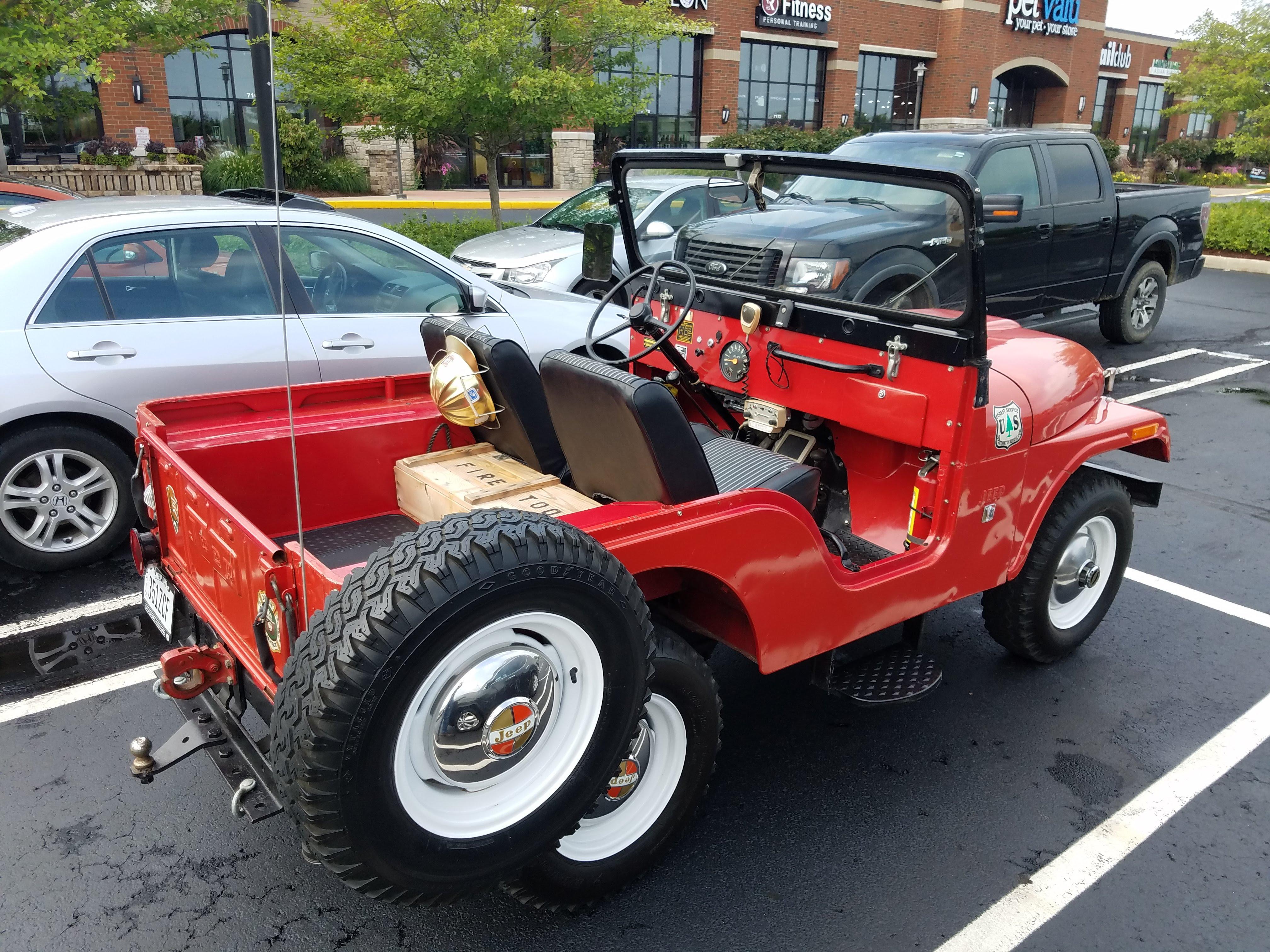 Spotted while out for Sunday brunch, an impressive forest service jeep